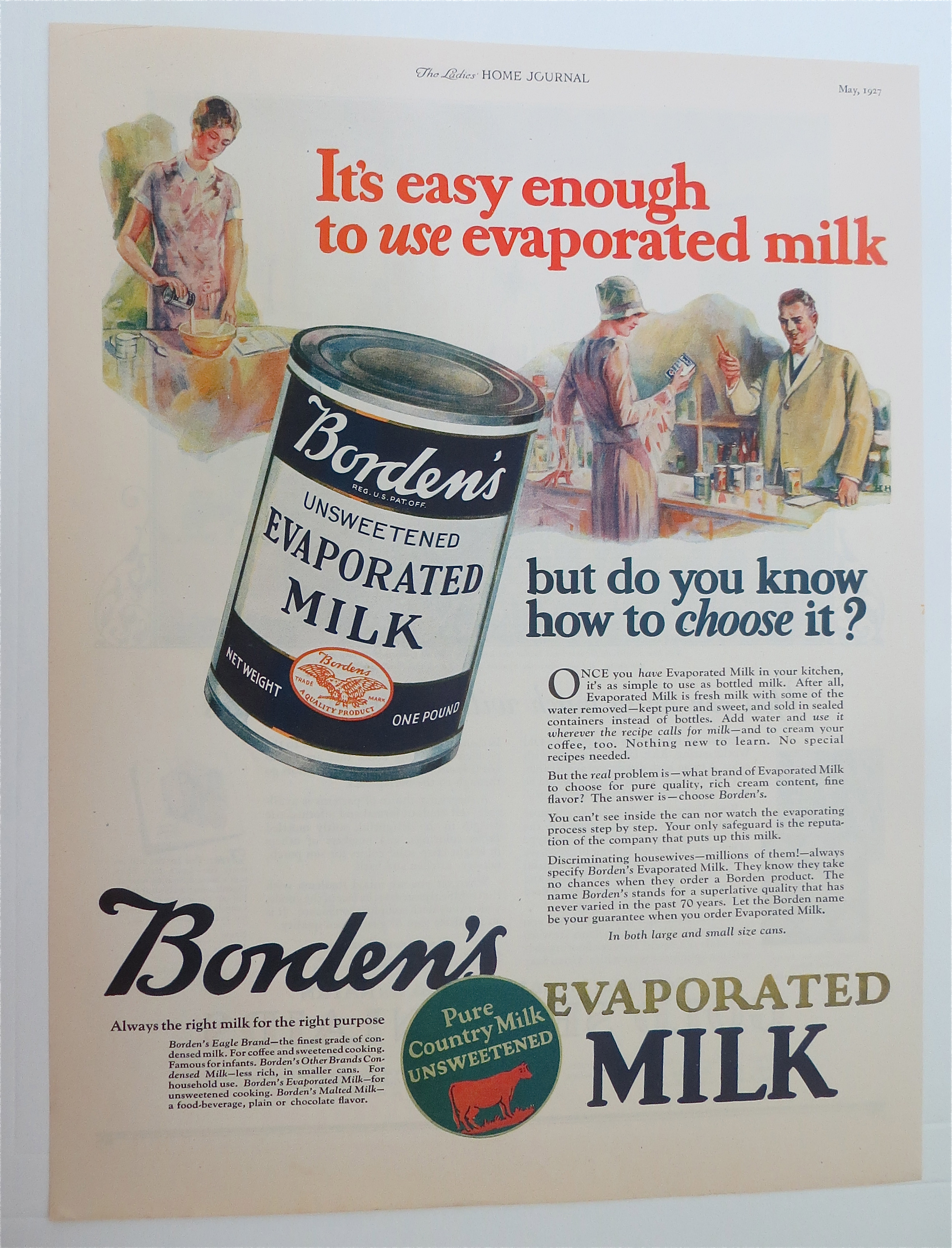 1927 Borden's Evaporated Milk with Can of Milk