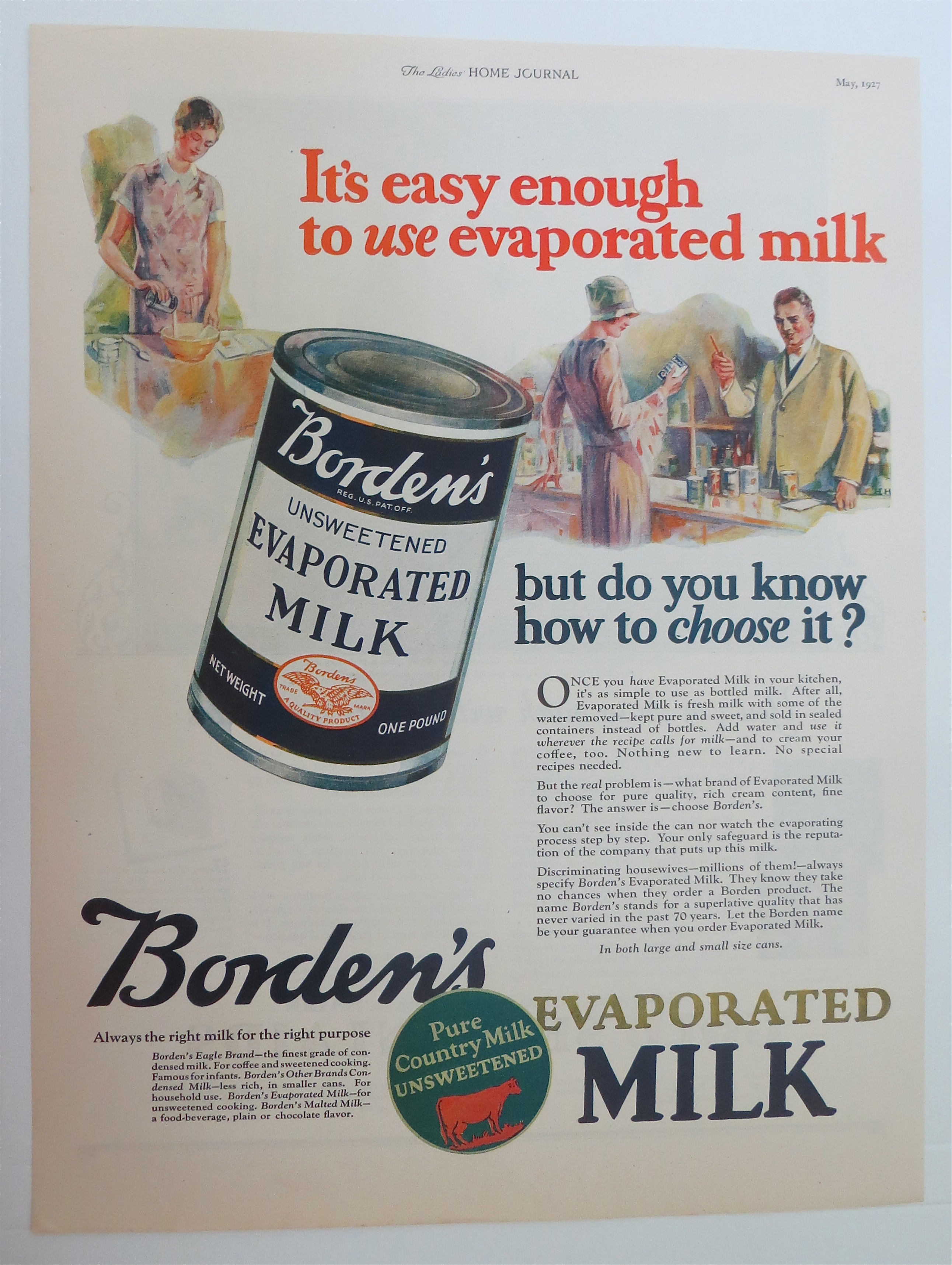1927 Borden's Evaporated Milk with Can of Milk