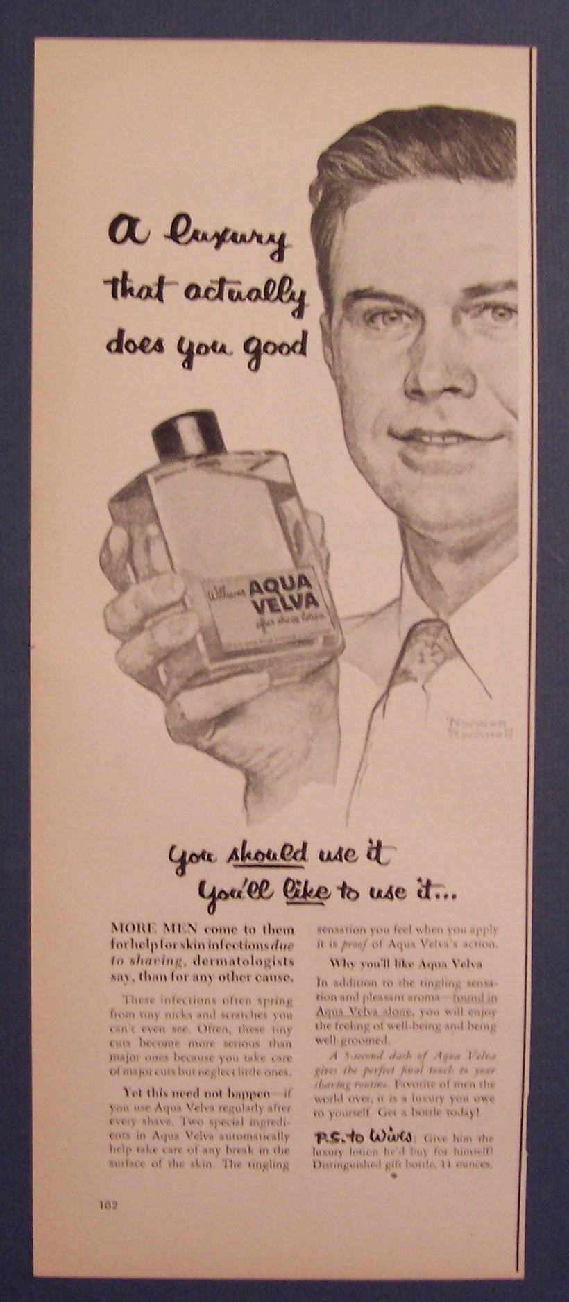 1953 Aqua Velva After Shave/Norman Rockwell