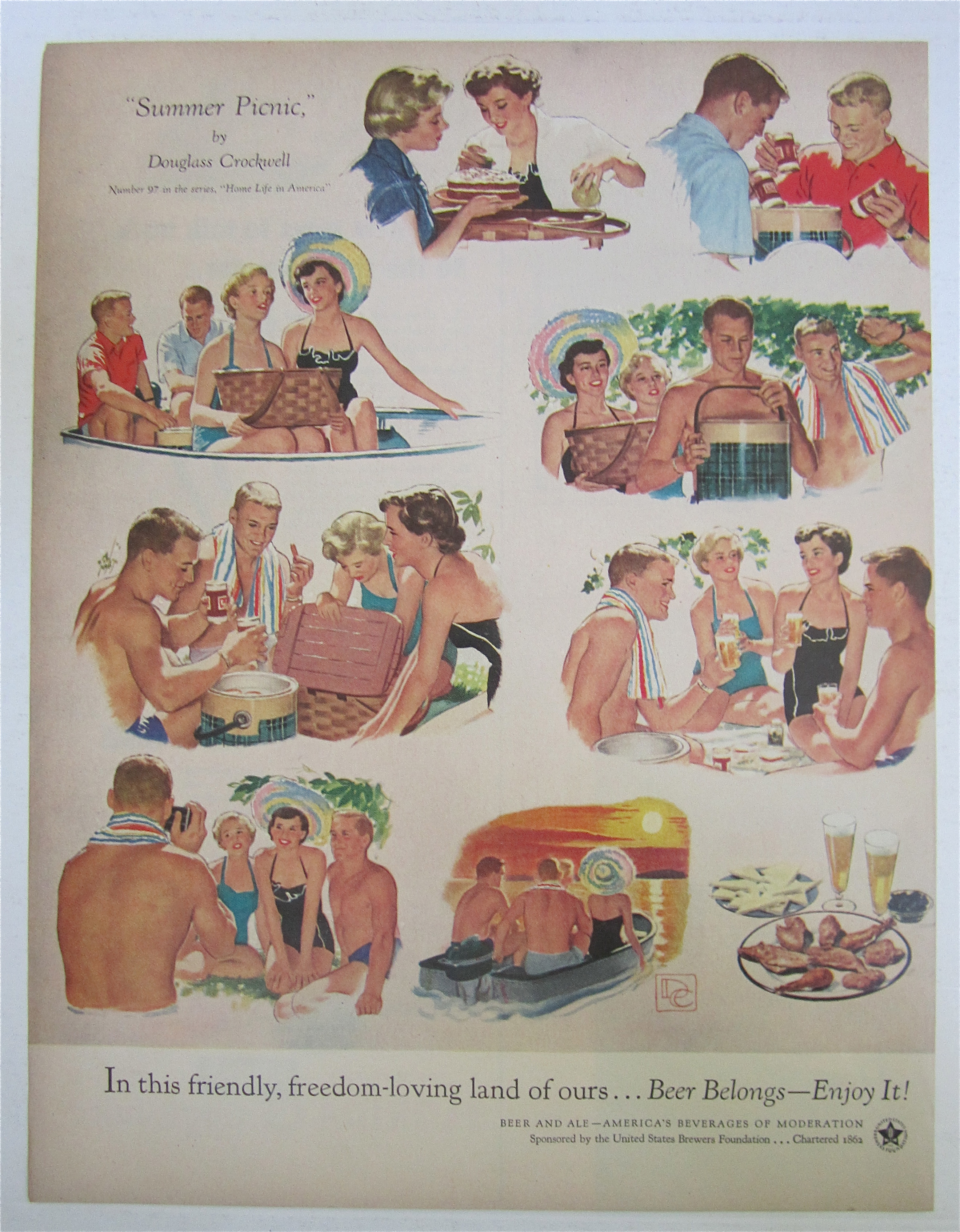 1954 Summer Picnic By Douglass Crockwell