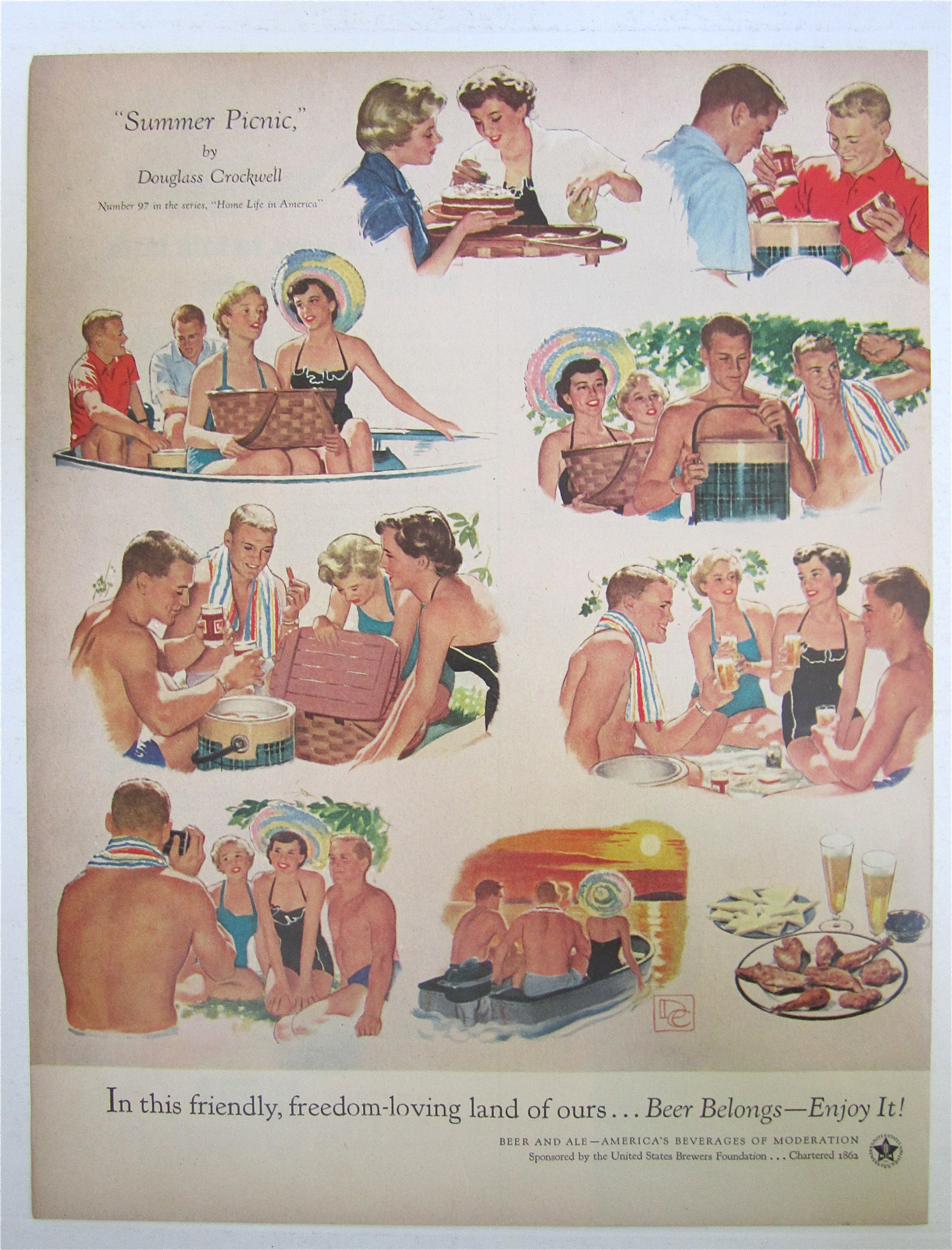 1954 Summer Picnic By Douglass Crockwell