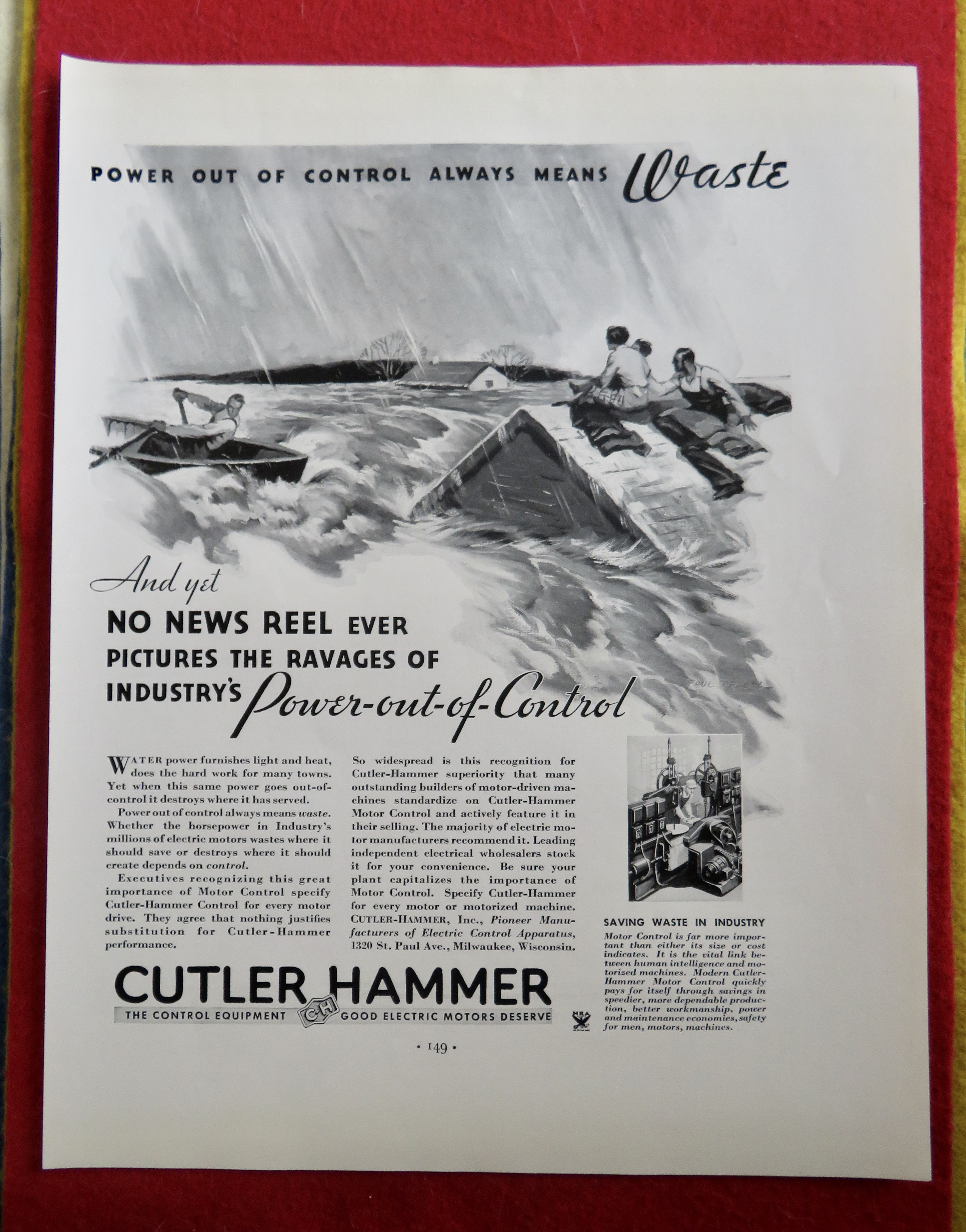 1934 Cutler Hammer with Man In Boat Saving People