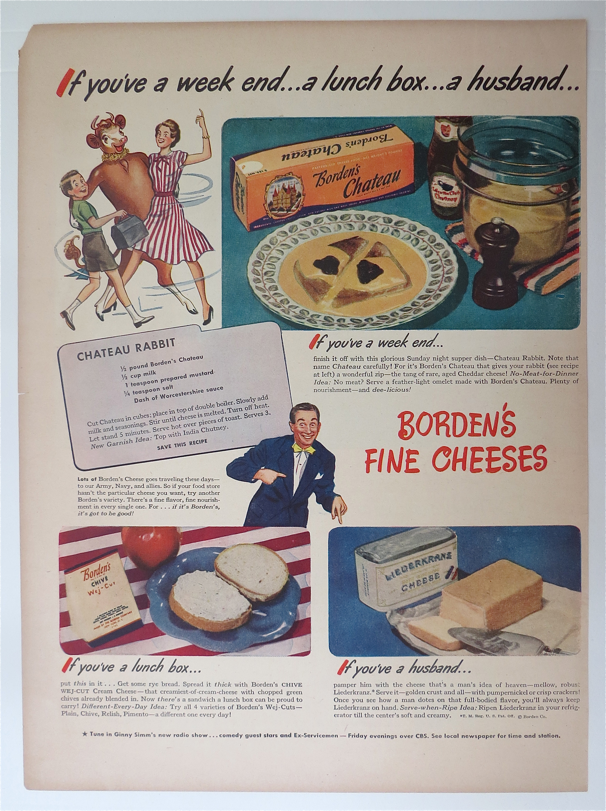 1945 Borden's Fine Cheeses with Chateau Rabbit