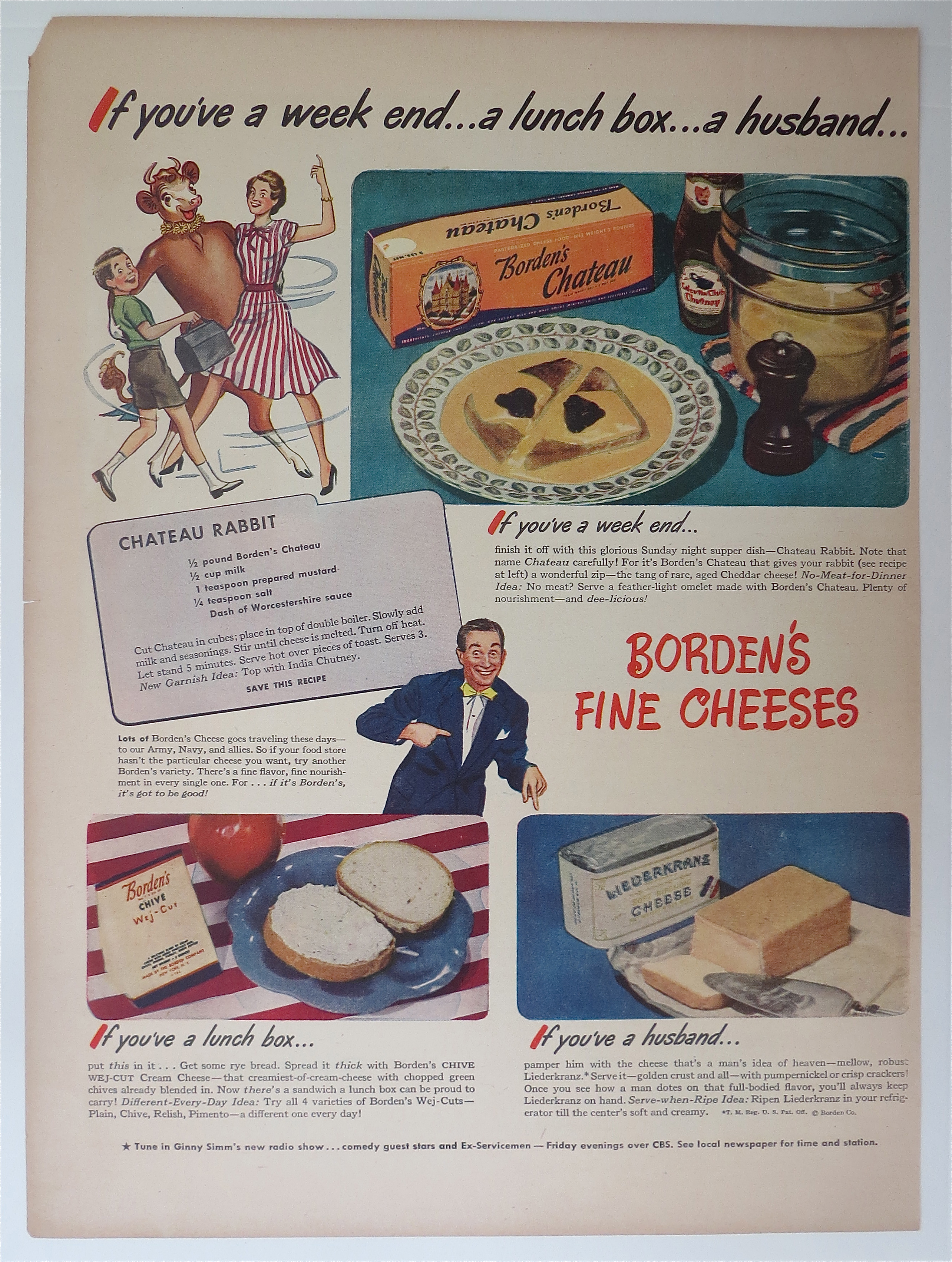 1945 Borden's Fine Cheeses with Chateau Rabbit