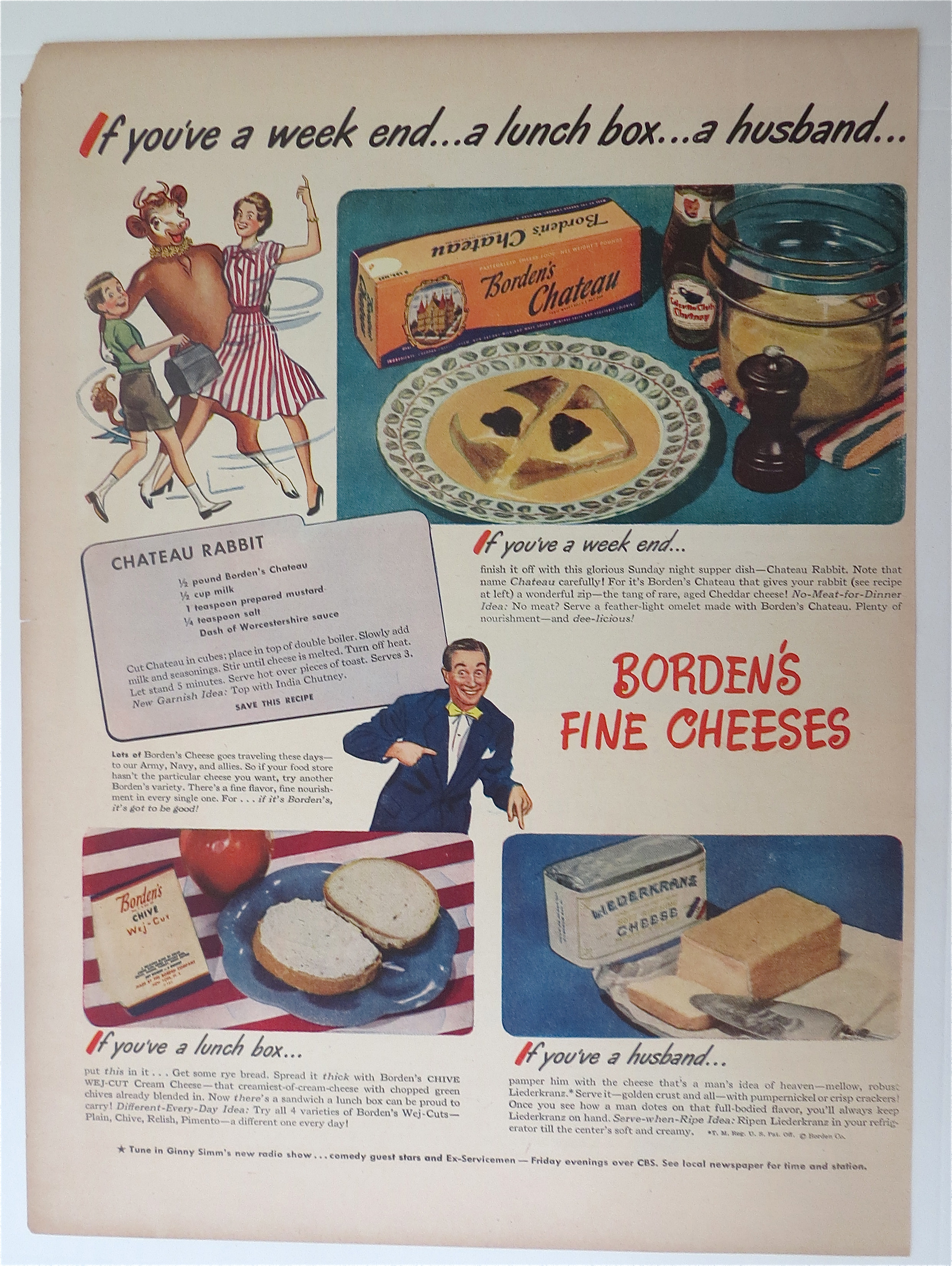 1945 Borden's Fine Cheeses with Chateau Rabbit