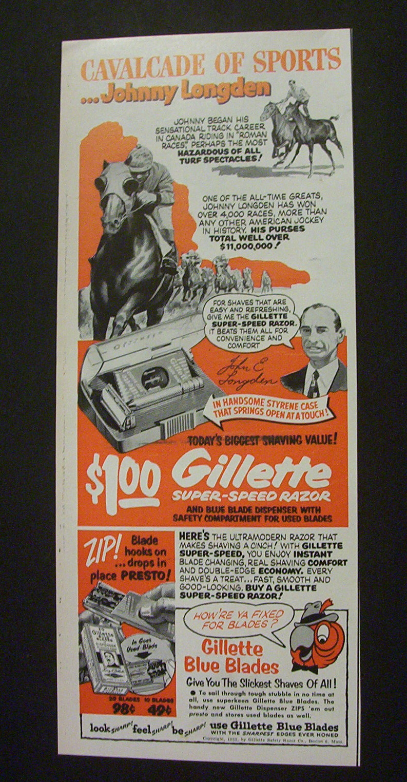 1952 Gillette Super-Speed Razor with Johnny Longden