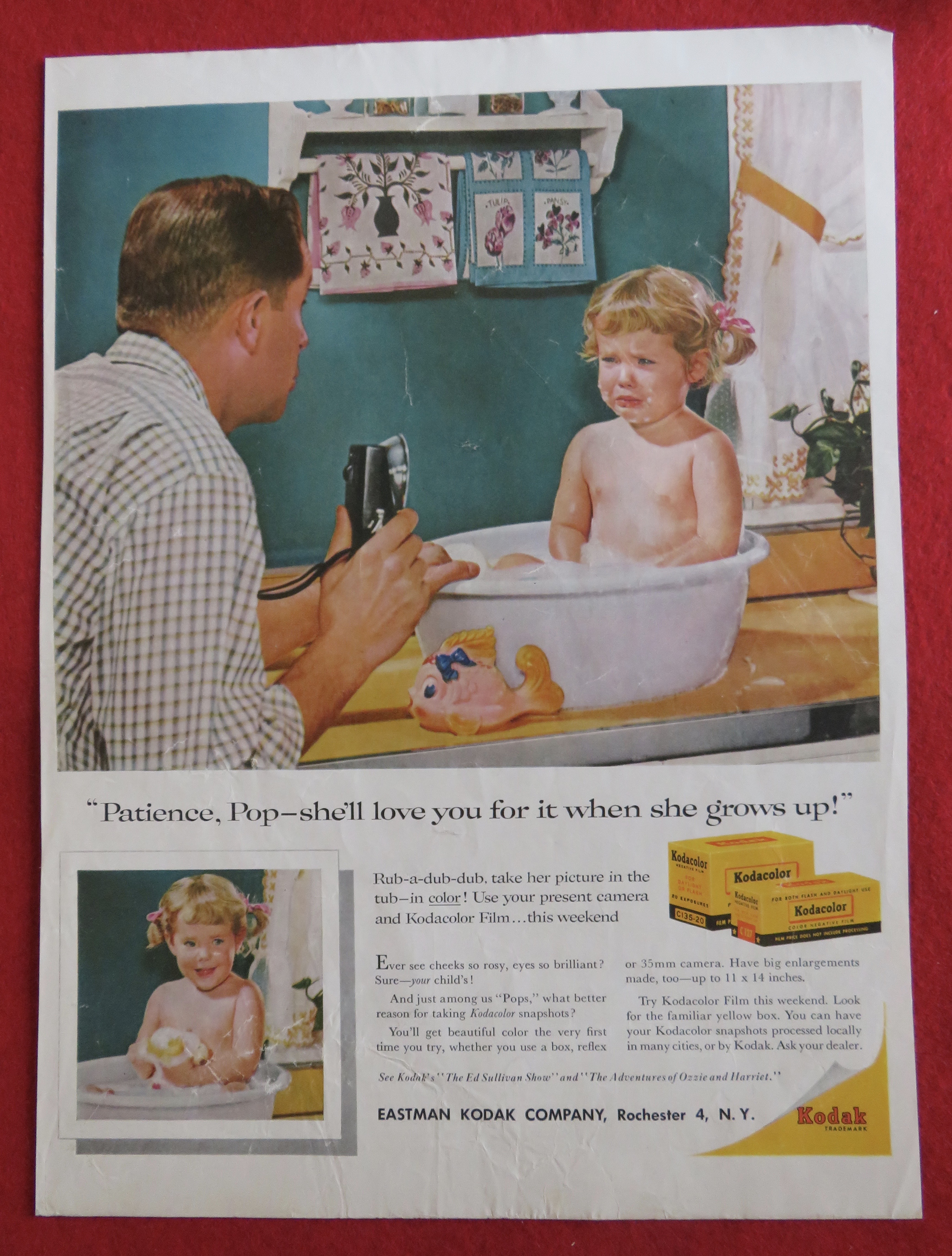 1958 Kodak Kodacolor with Little Girl Crying In Tub