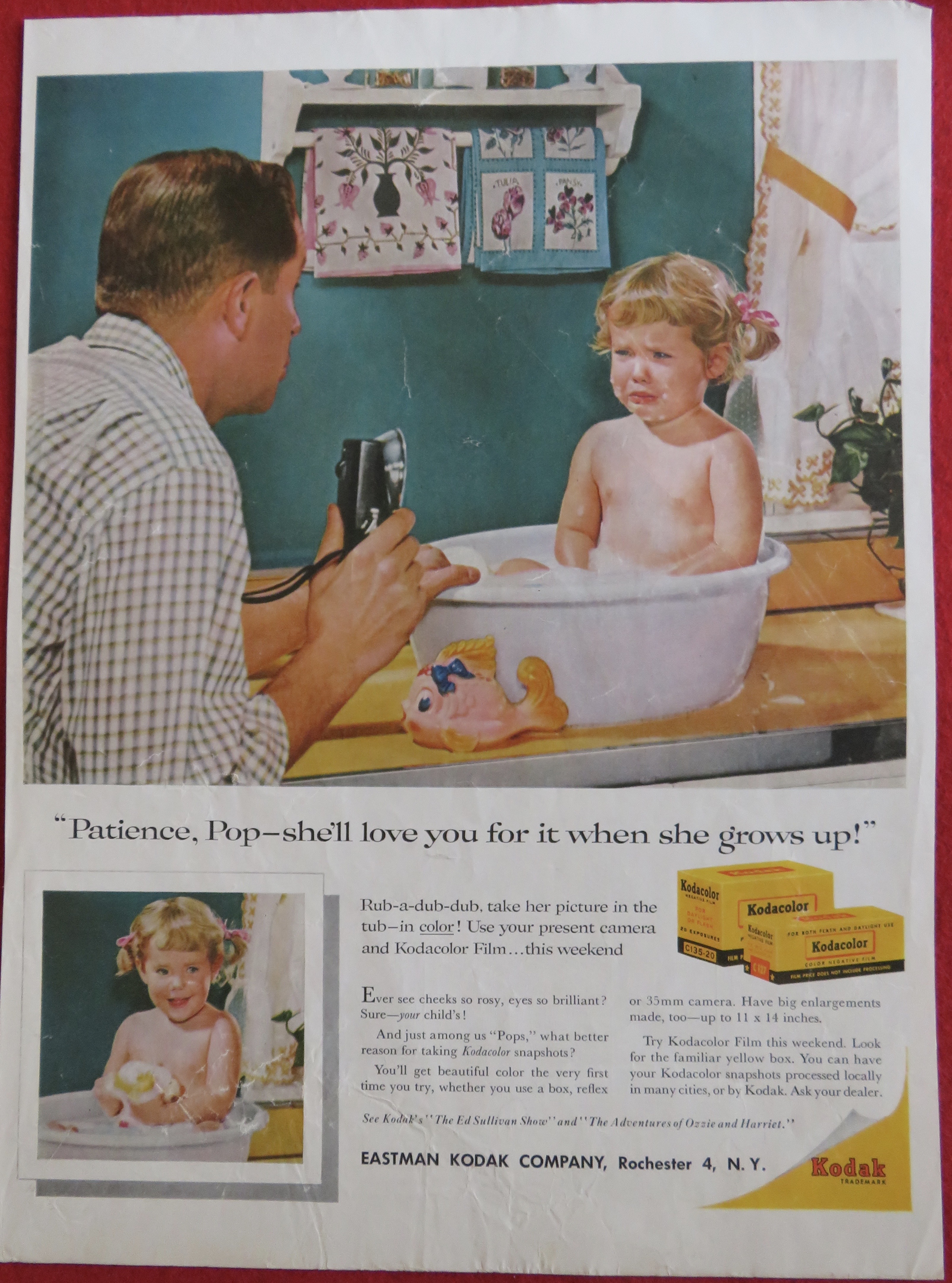 1958 Kodak Kodacolor with Little Girl Crying In Tub