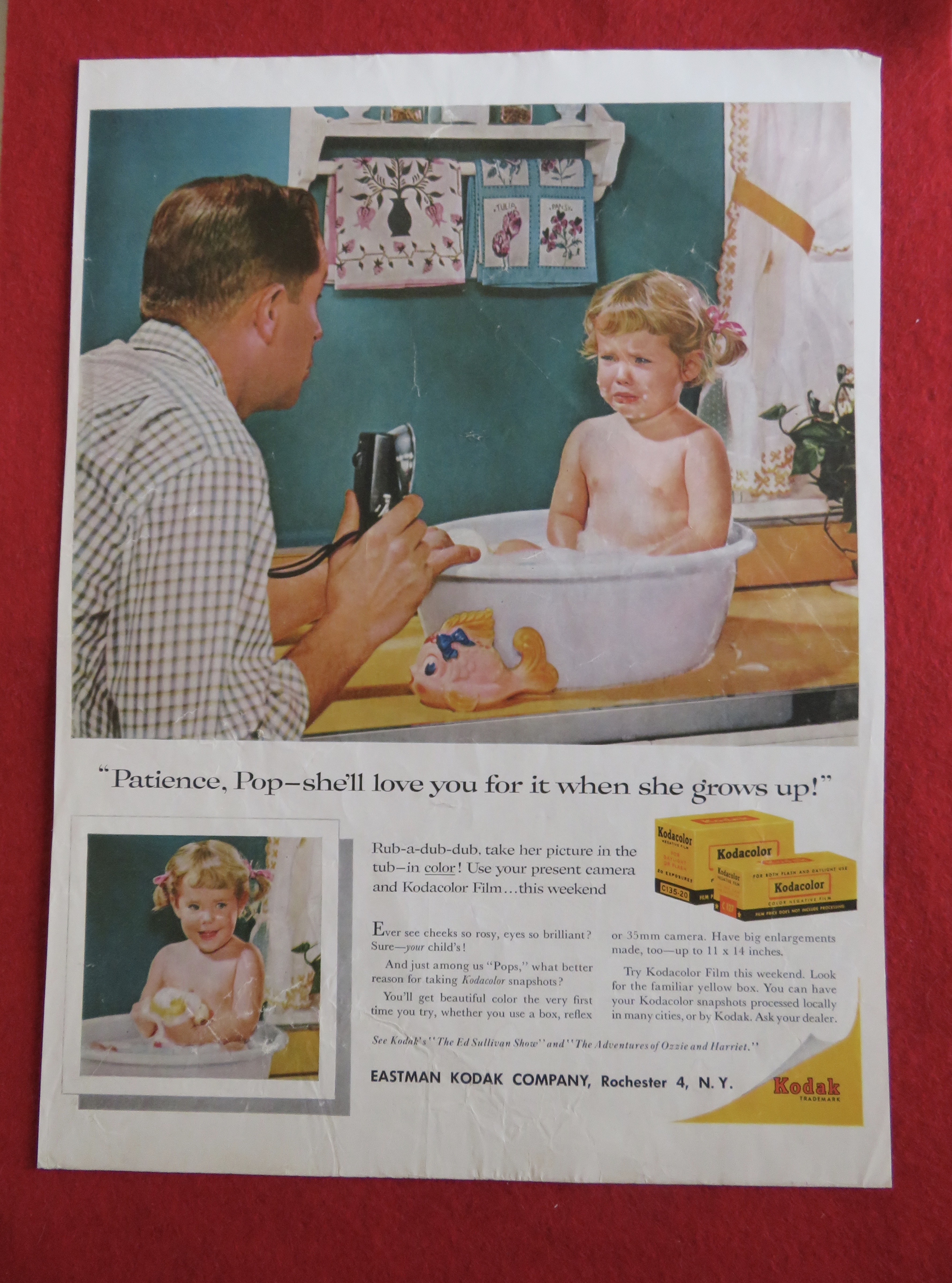1958 Kodak Kodacolor with Little Girl Crying In Tub