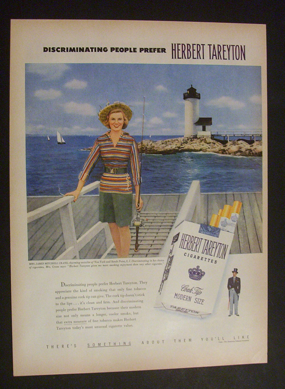 1951 Herbert Tareyton Cigarettes w/Woman & Fishing Pole