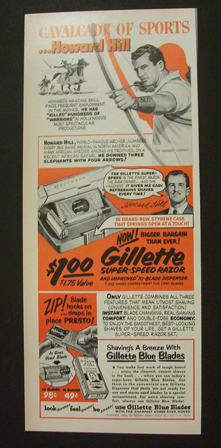 1952 Gillette Super-Speed Razor w/ Howard  Hill
