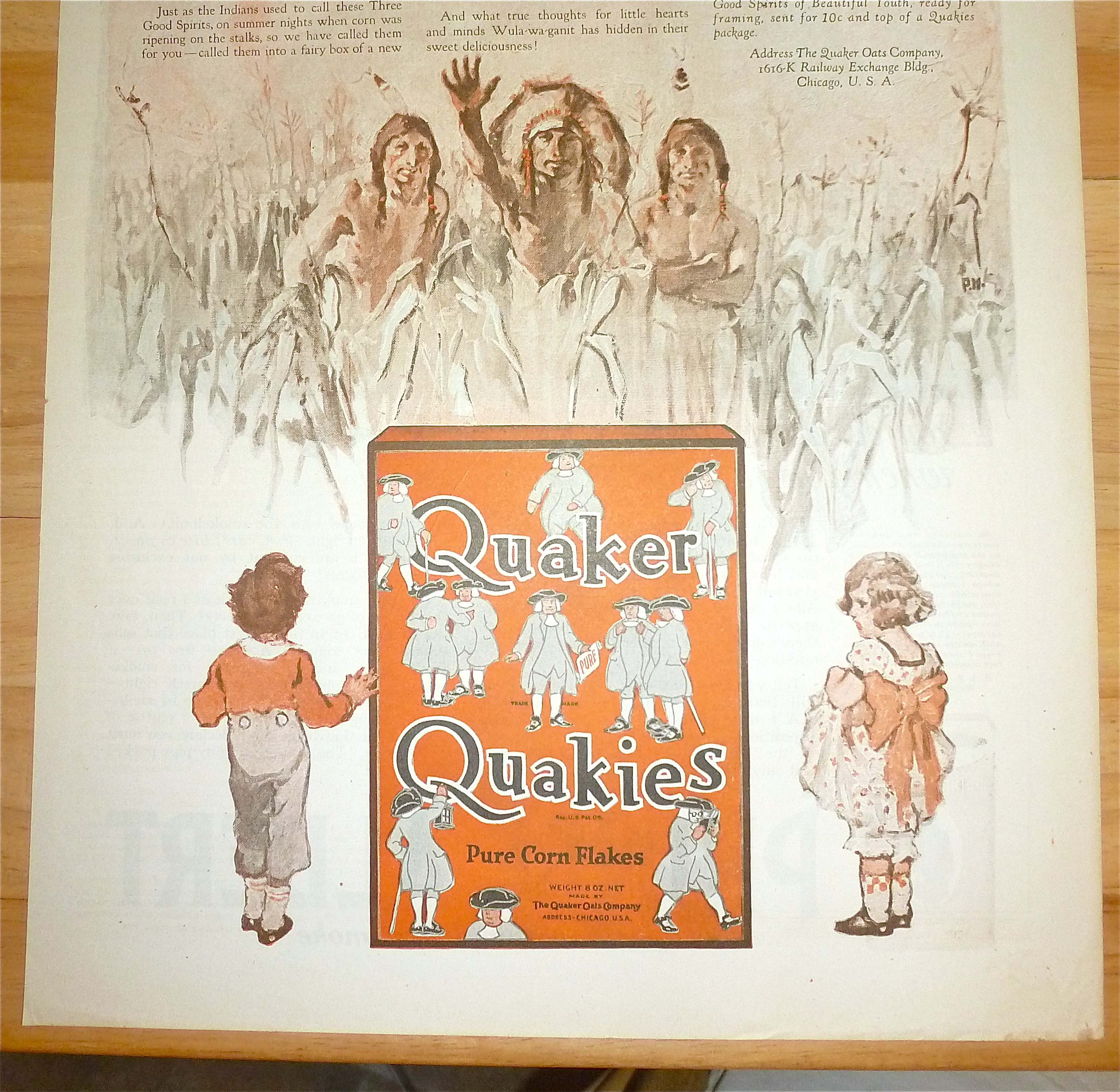 1921 Quaker Quakies Cereal with 2 Children
