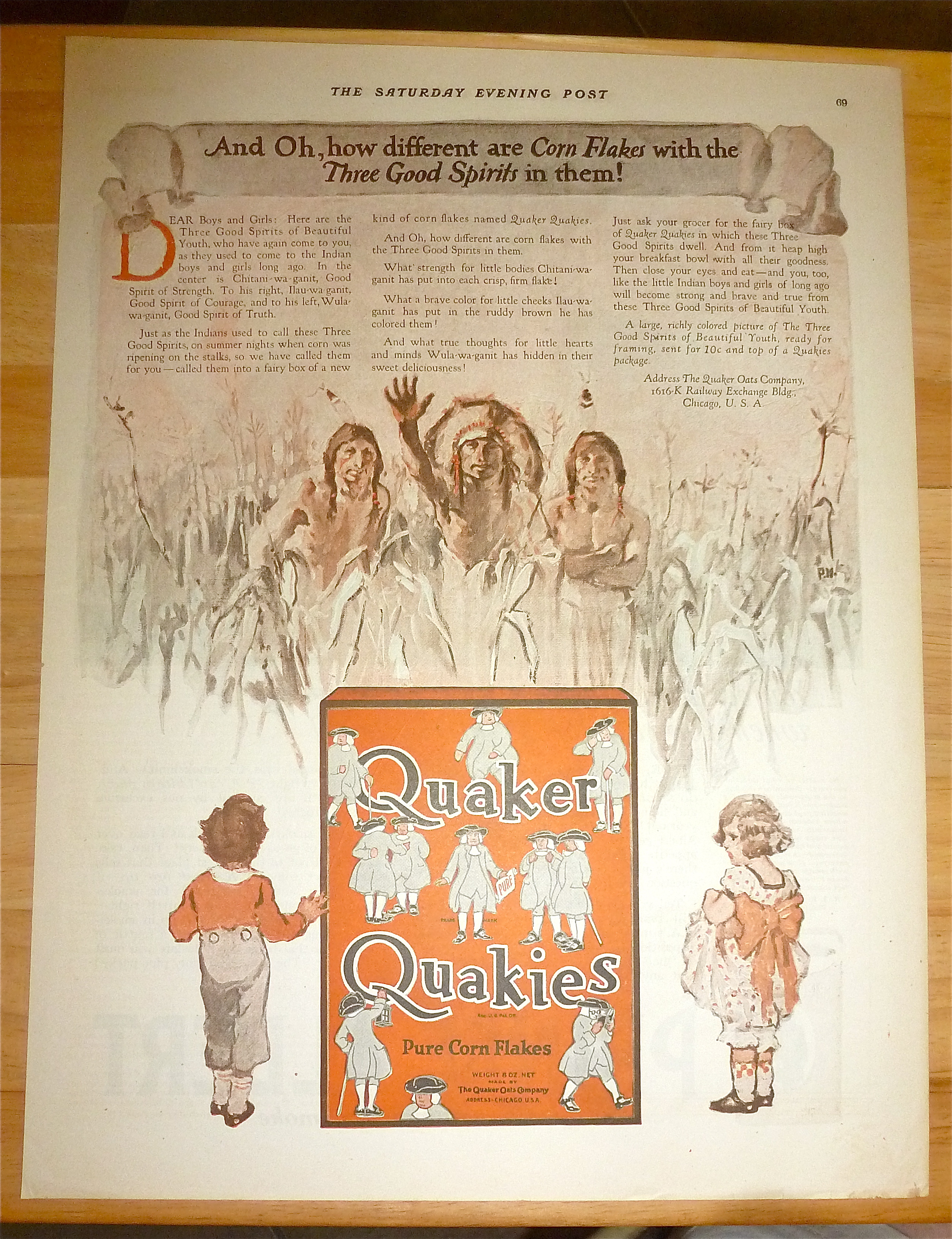 1921 Quaker Quakies Cereal with 2 Children