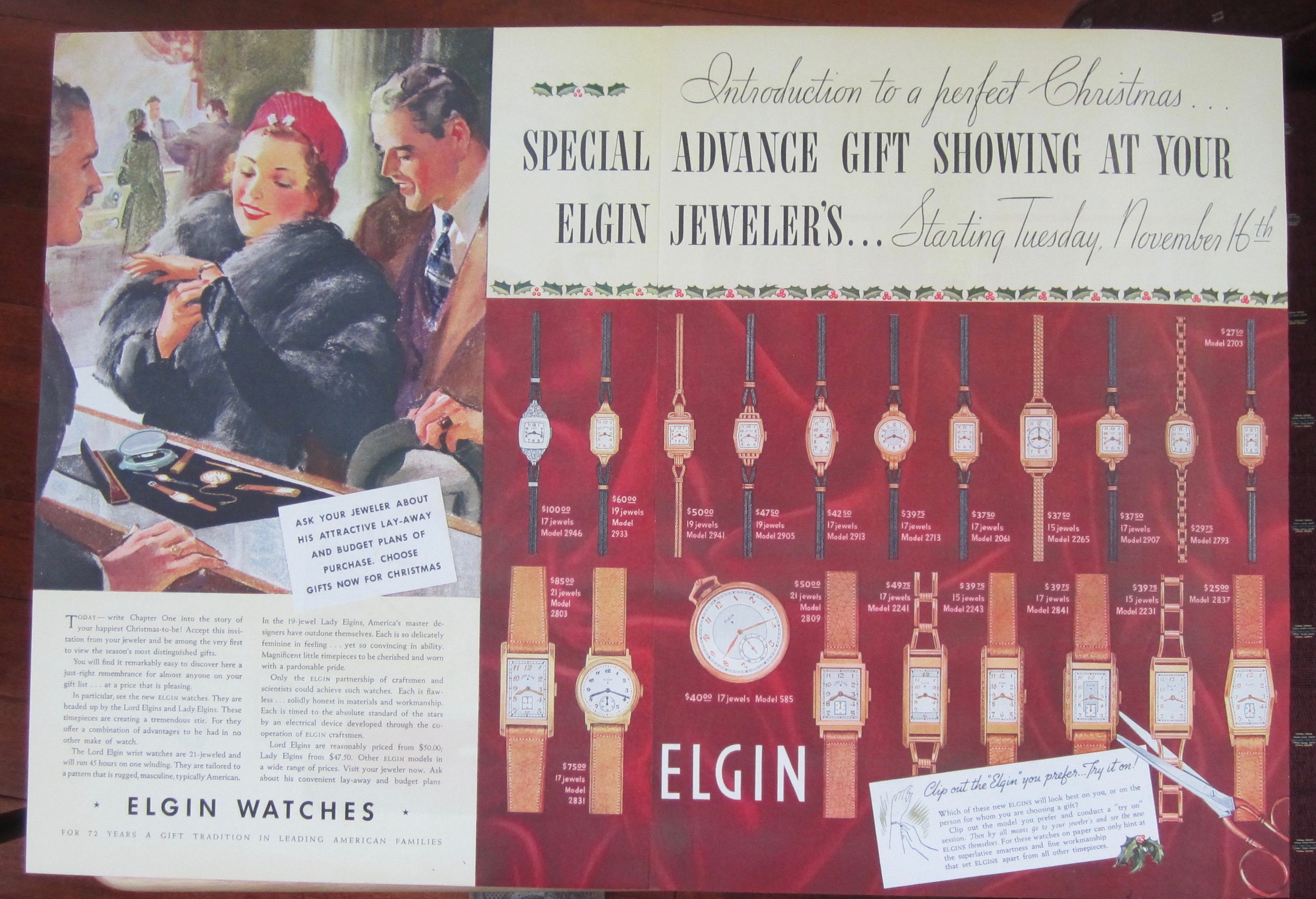1937 Elgin Watches with Man & Woman Buying Watch