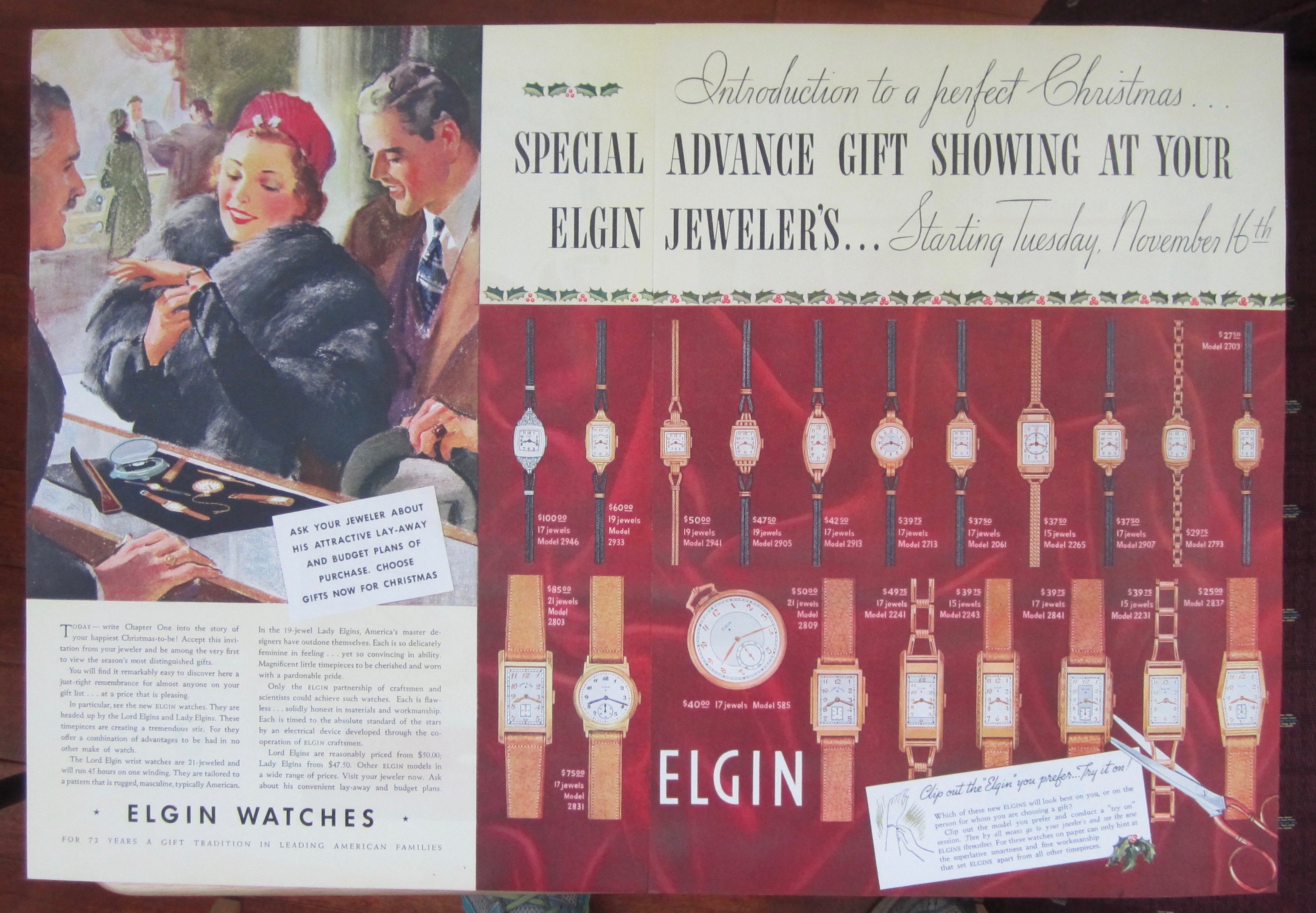 1937 Elgin Watches with Man & Woman Buying Watch