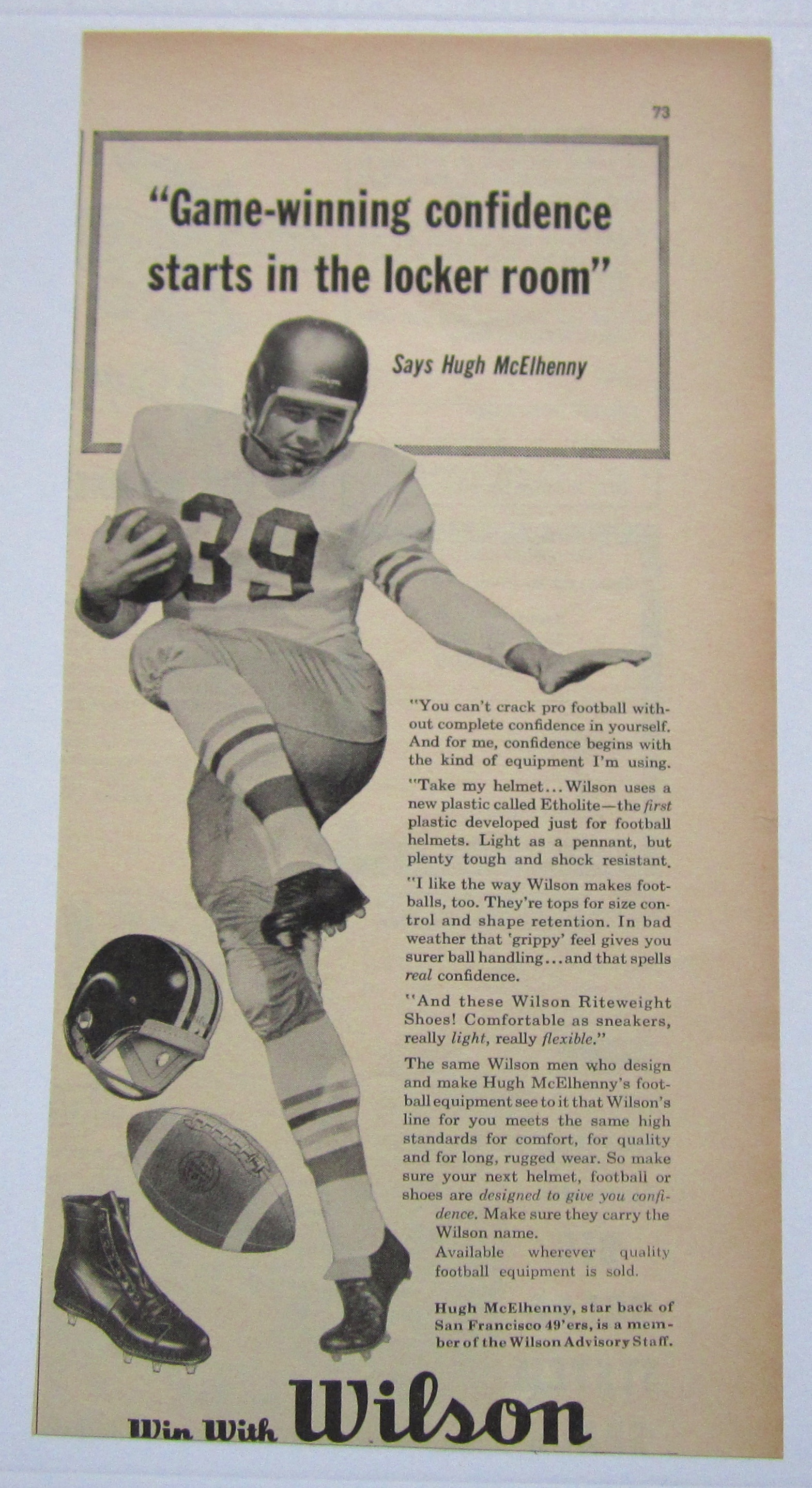 1958 Vintage Wilson Equipment With Hugh McElhenny