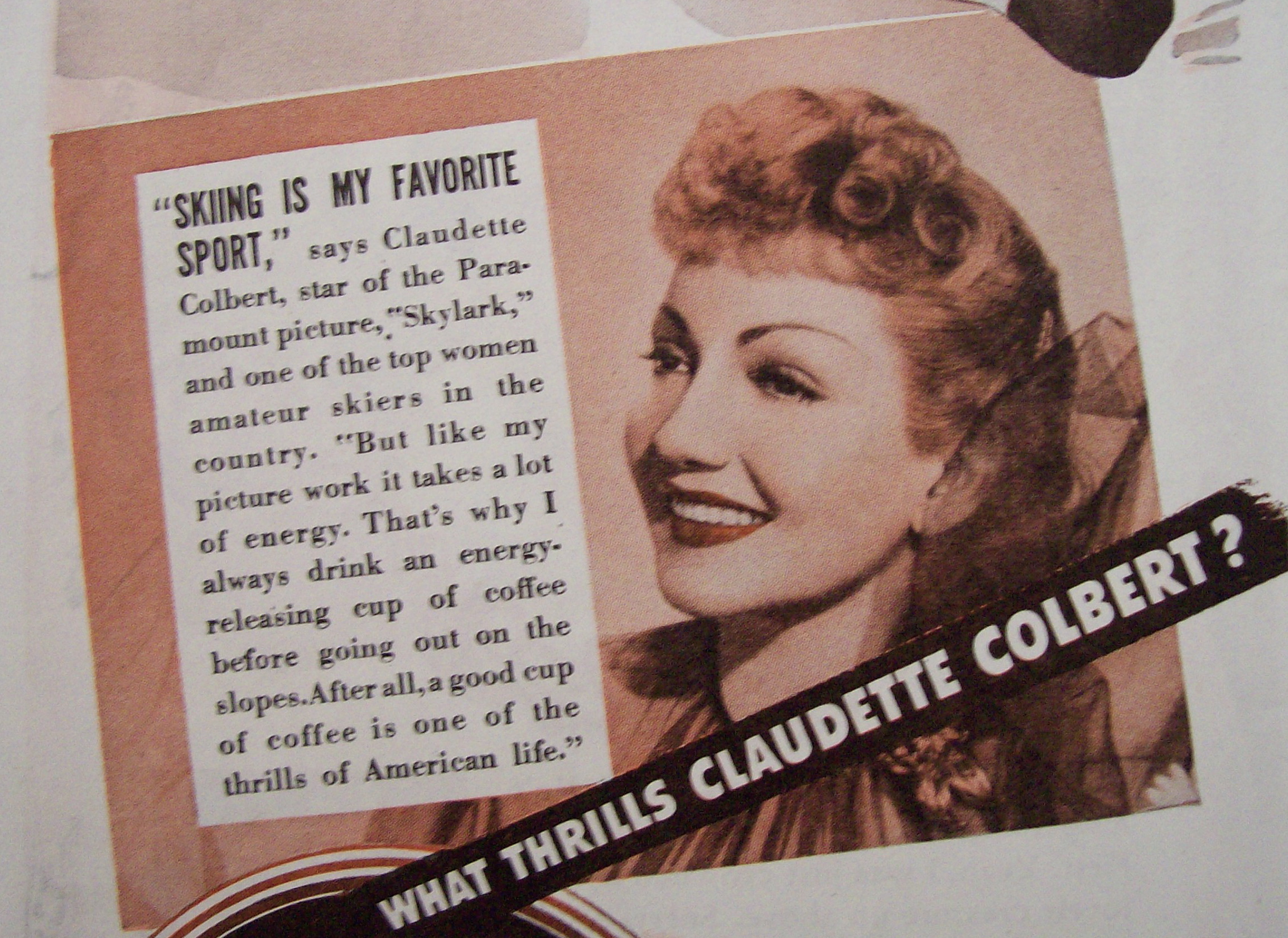 Vintage Ad: 1942 Coffee w/Ben Hogan & Claudette Colbert