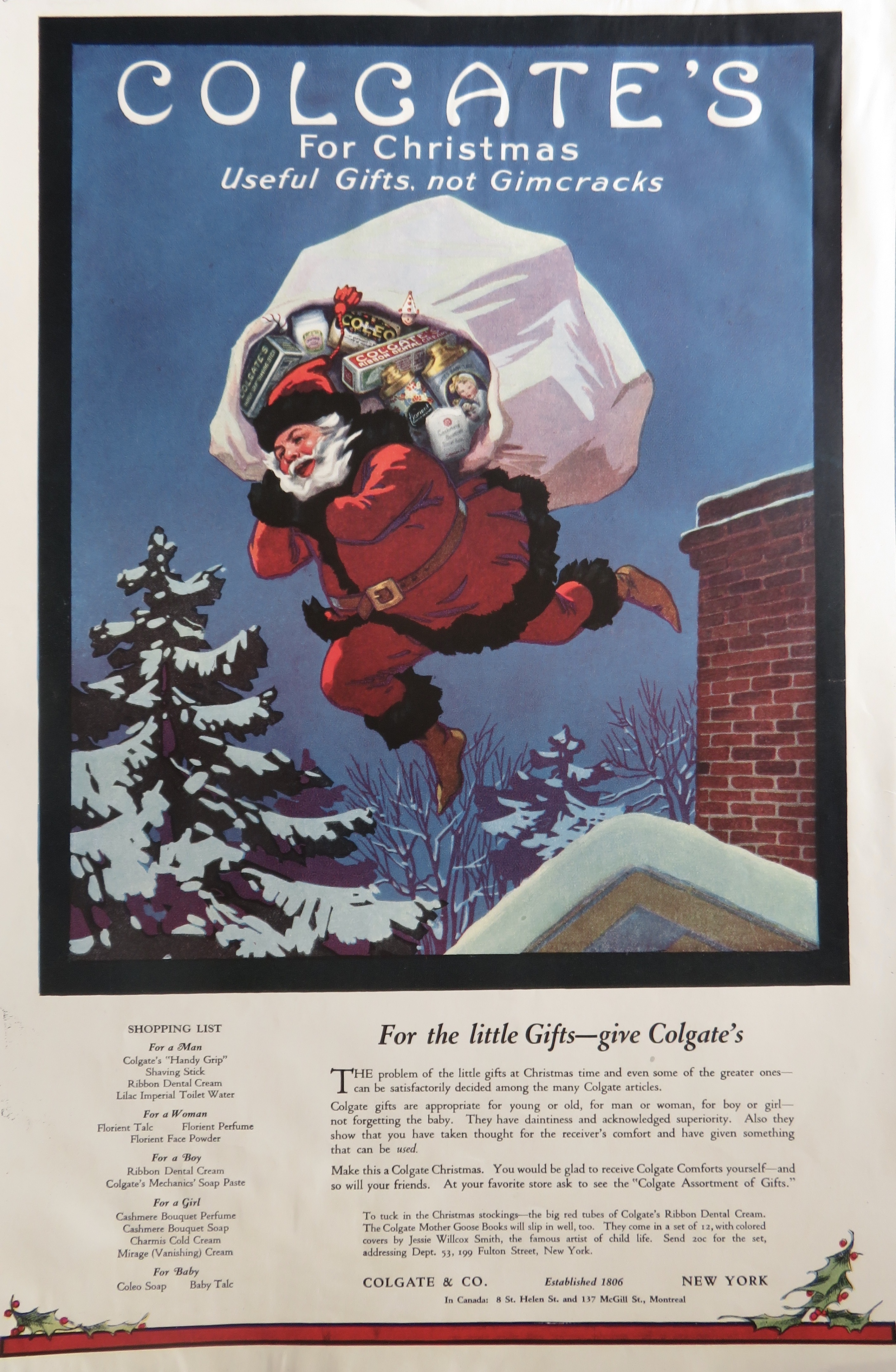 1920 Colgate's Toothpaste with Santa Claus