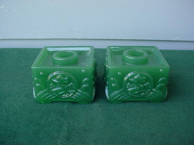 Imperial Cathay Jade Dragon Candleholers