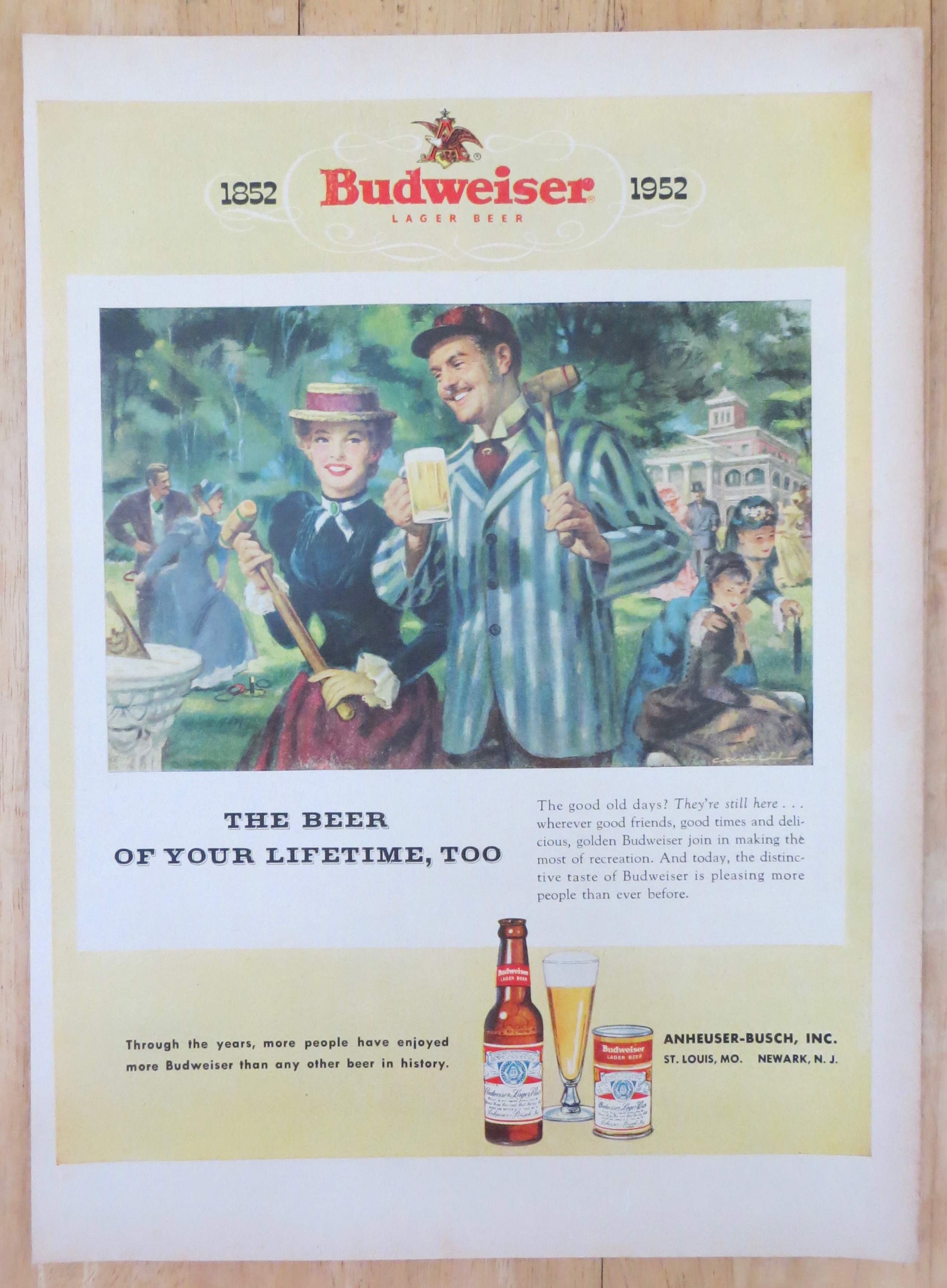 1952 Budweiser Beer w/Woman Speaking with a Man