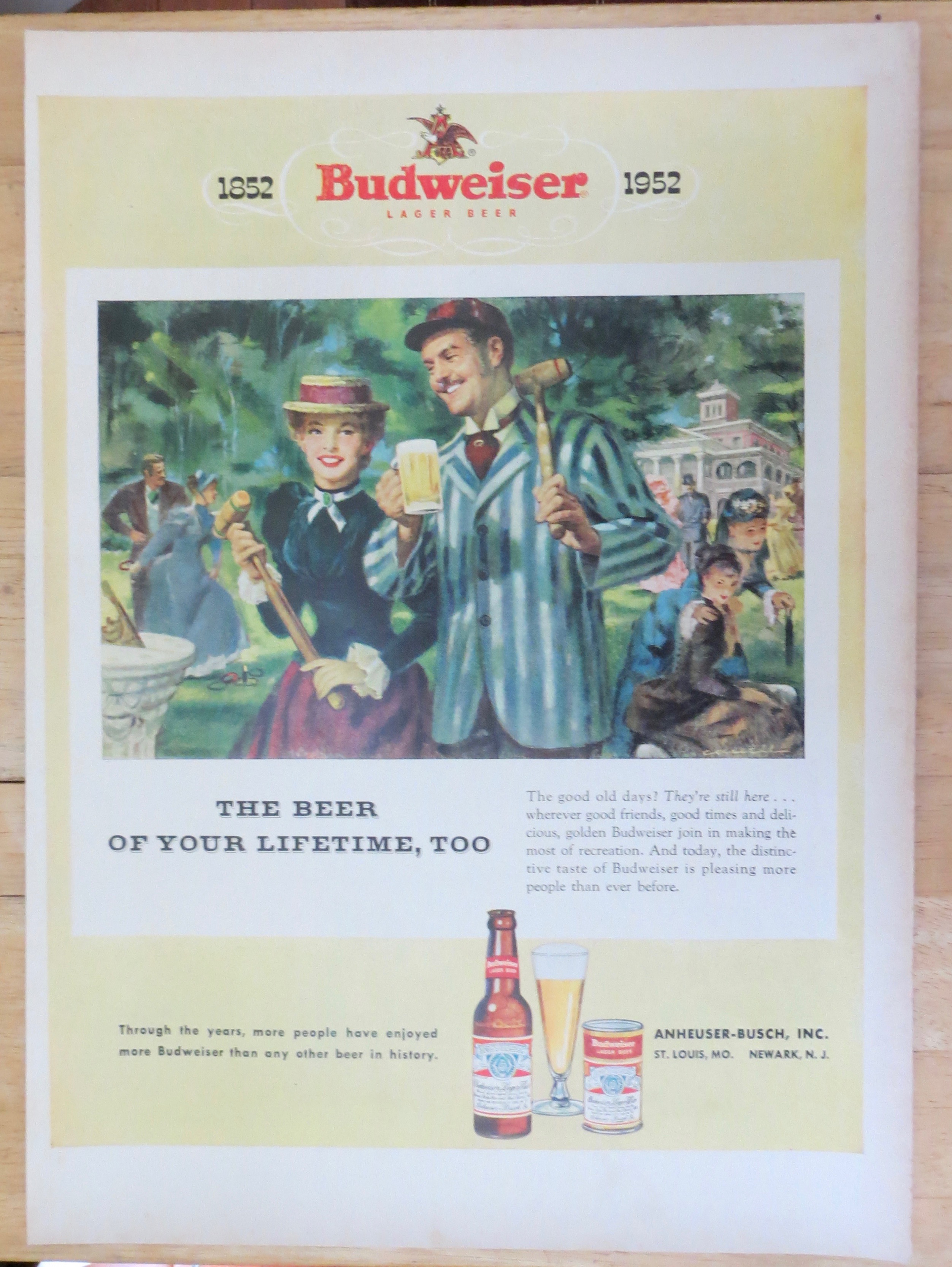 1952 Budweiser Beer w/Woman Speaking with a Man