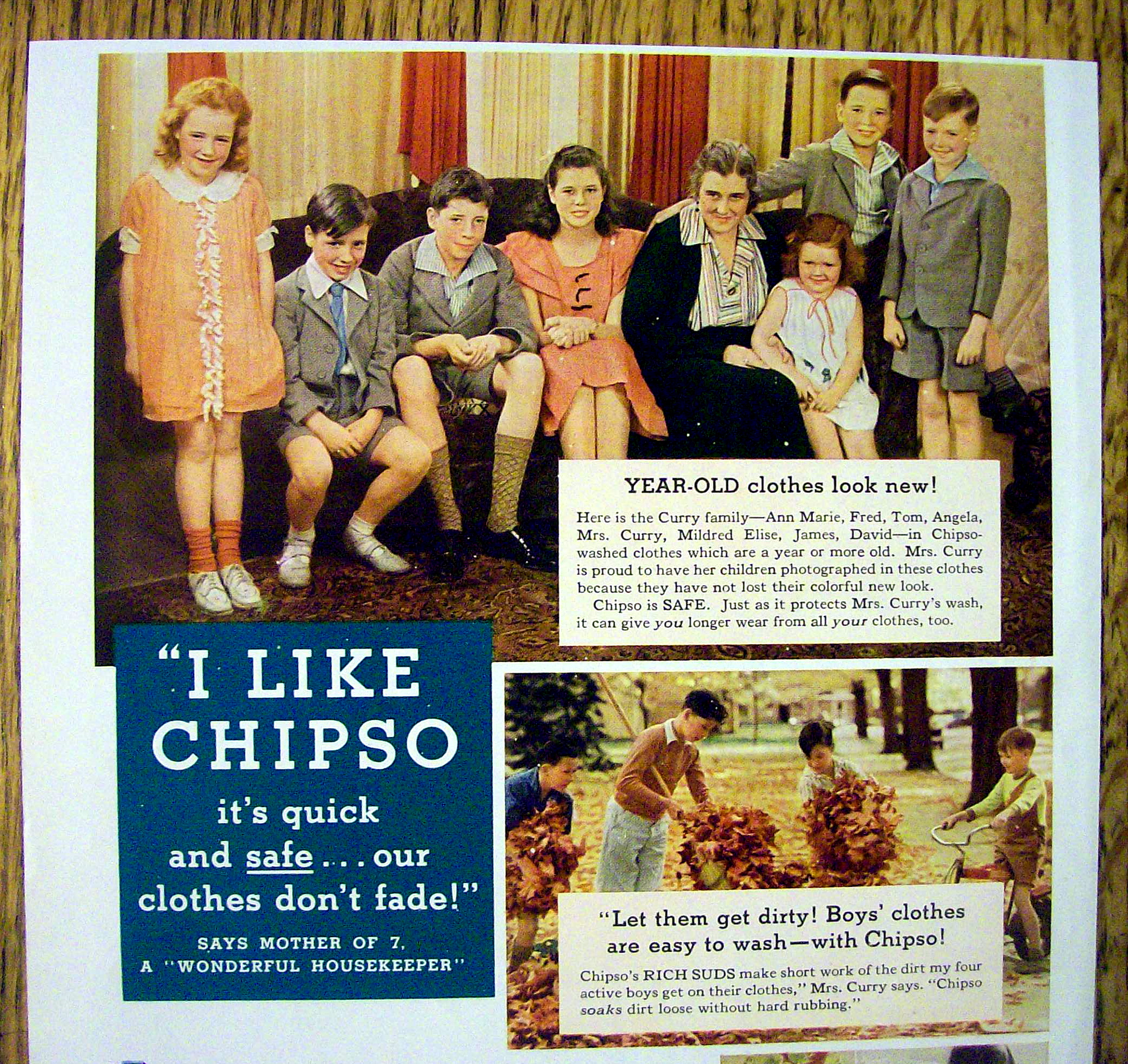 1935 Chipso Quick Suds with a Woman & 7 Children