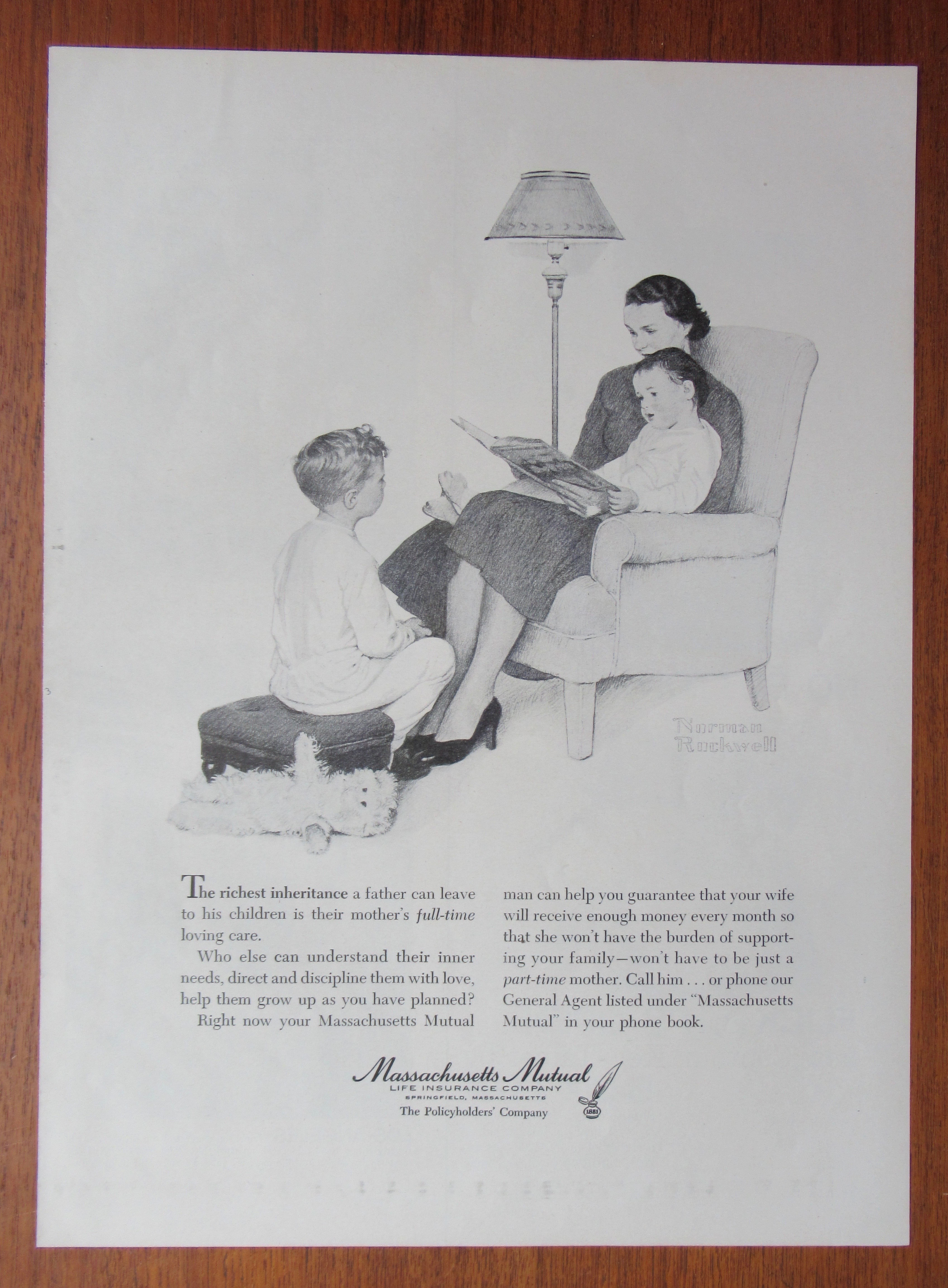 1958 Massachusetts Mutual w/Family By Norman Rockwell