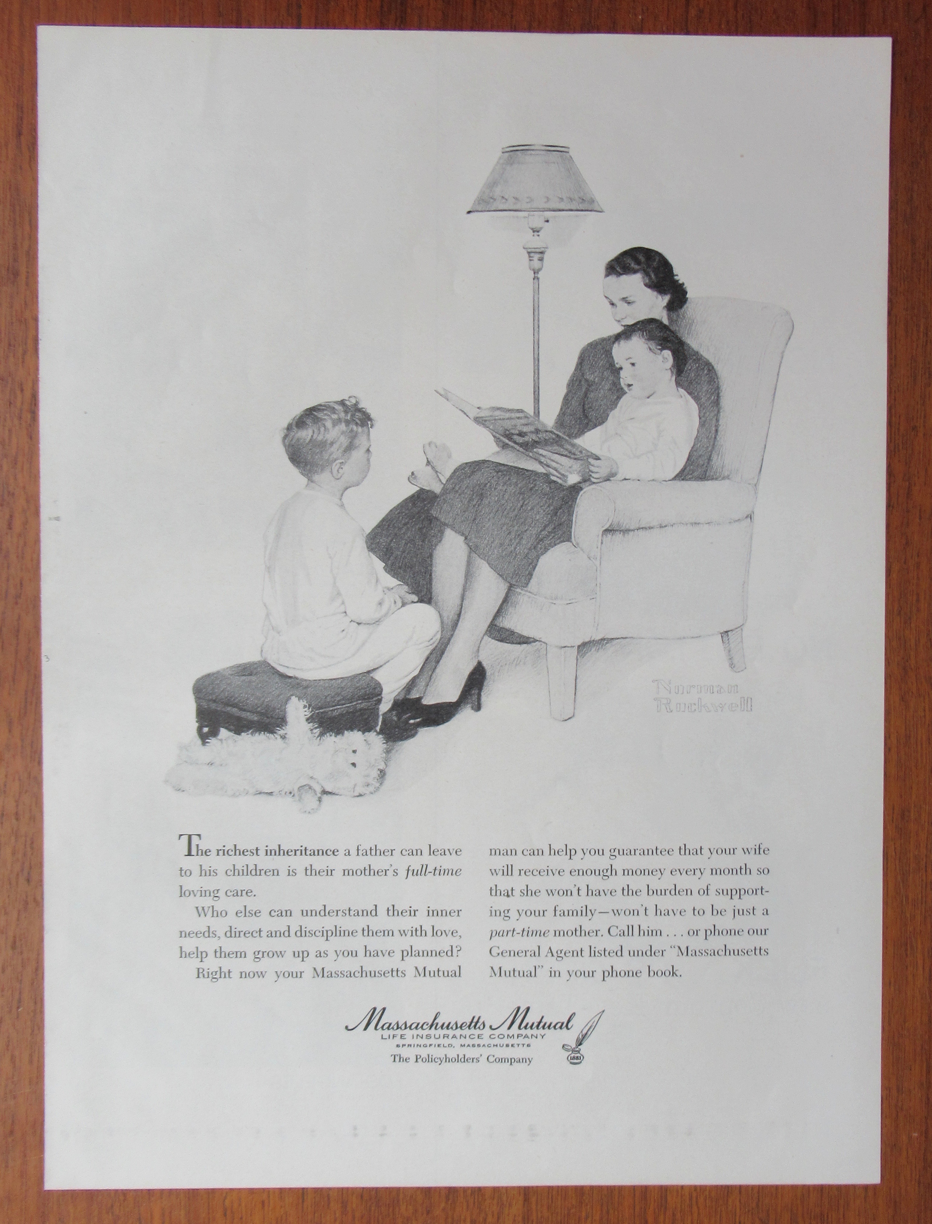 1958 Massachusetts Mutual w/Family By Norman Rockwell