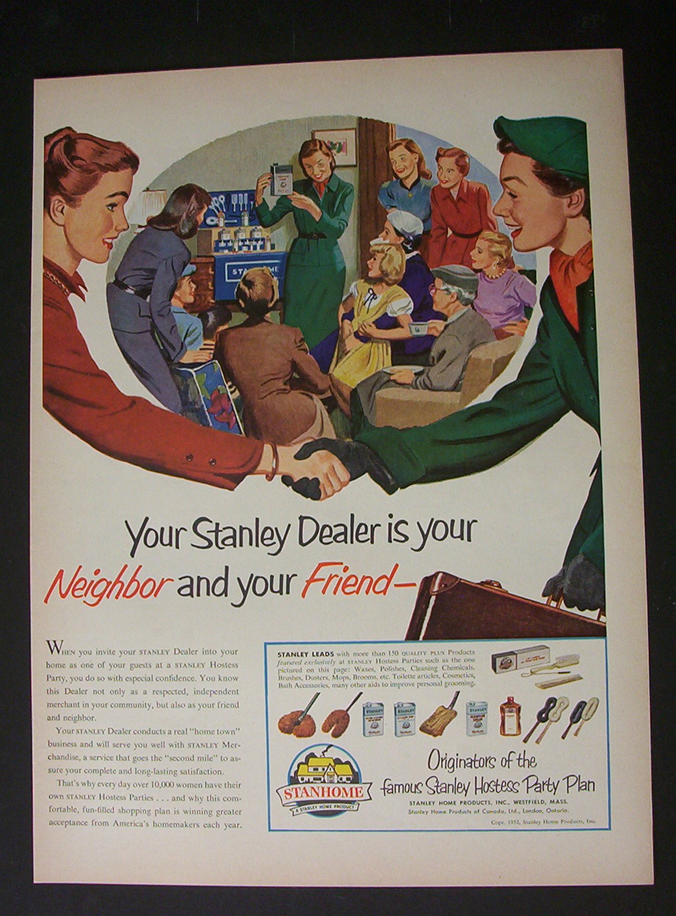 1952 Stanhome Products w/Two Women Shaking Hands