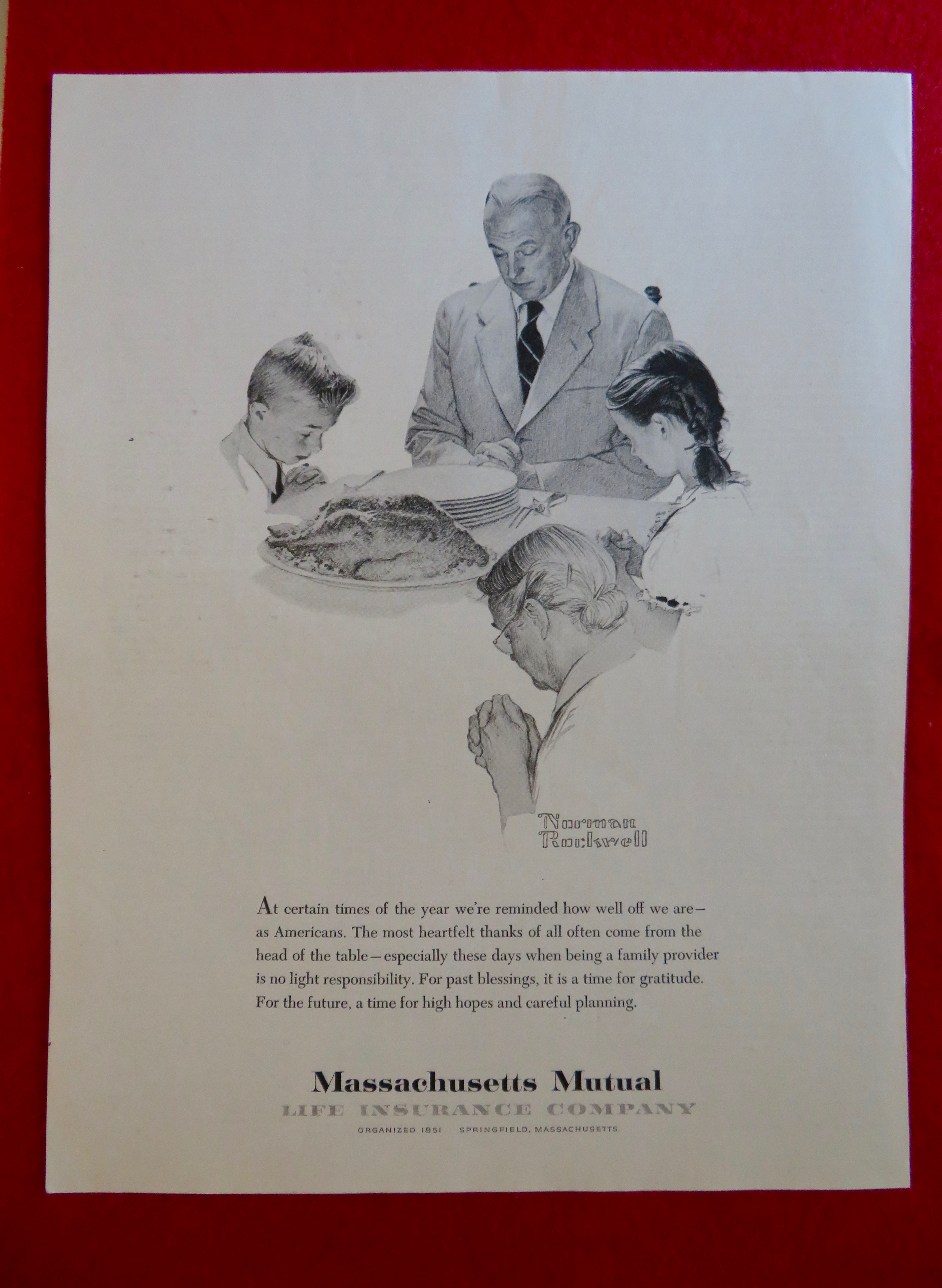1960 Massachusetts Mutual Insurance By Norman Rockwell