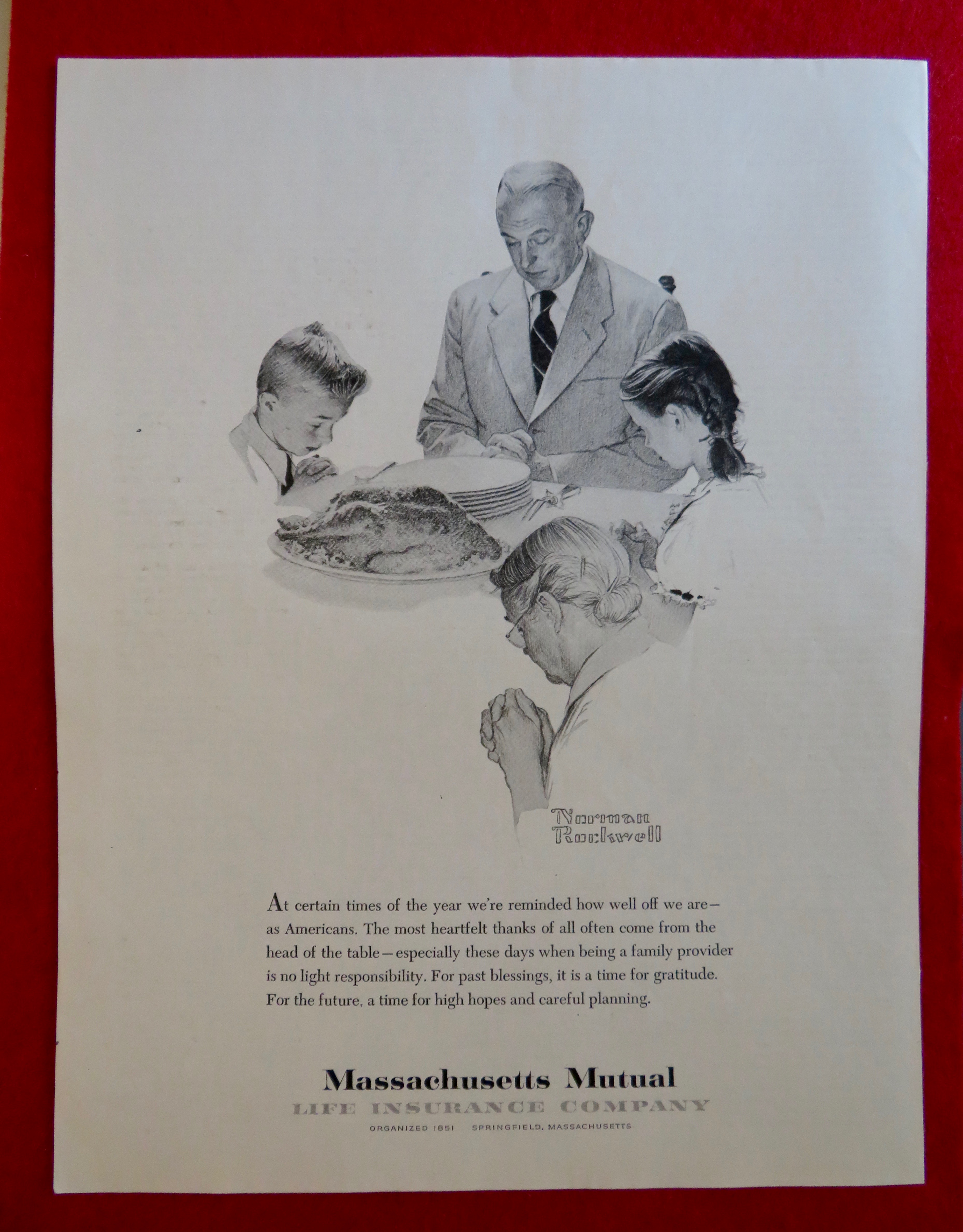 1960 Massachusetts Mutual Insurance By Norman Rockwell