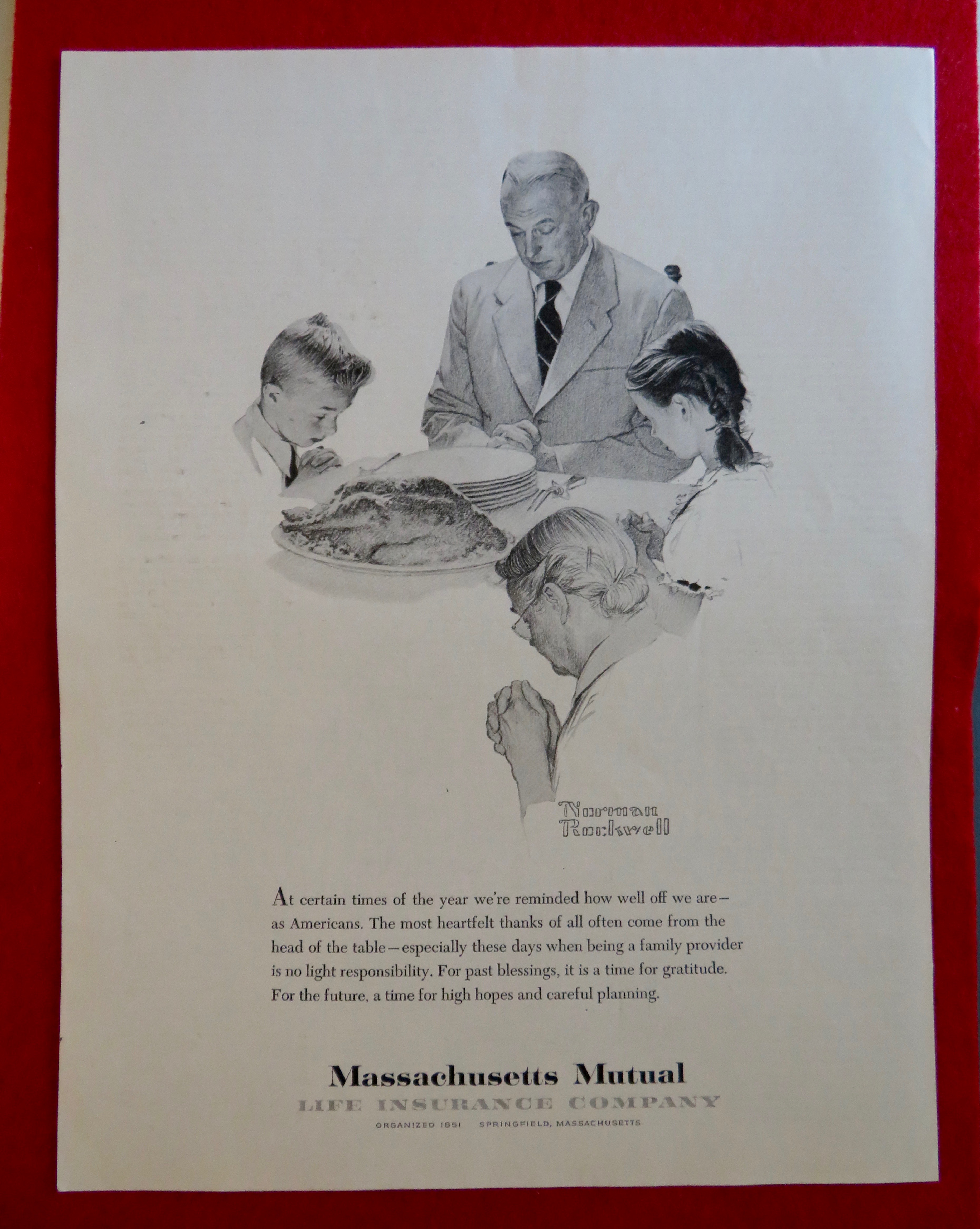 1960 Massachusetts Mutual Insurance By Norman Rockwell