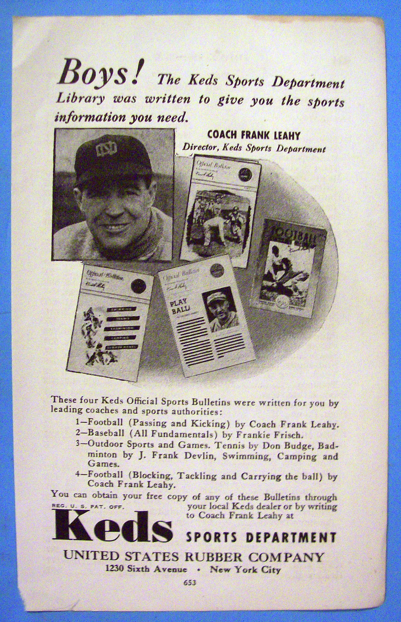 Vintage Ad: 1942 Keds Sports Department