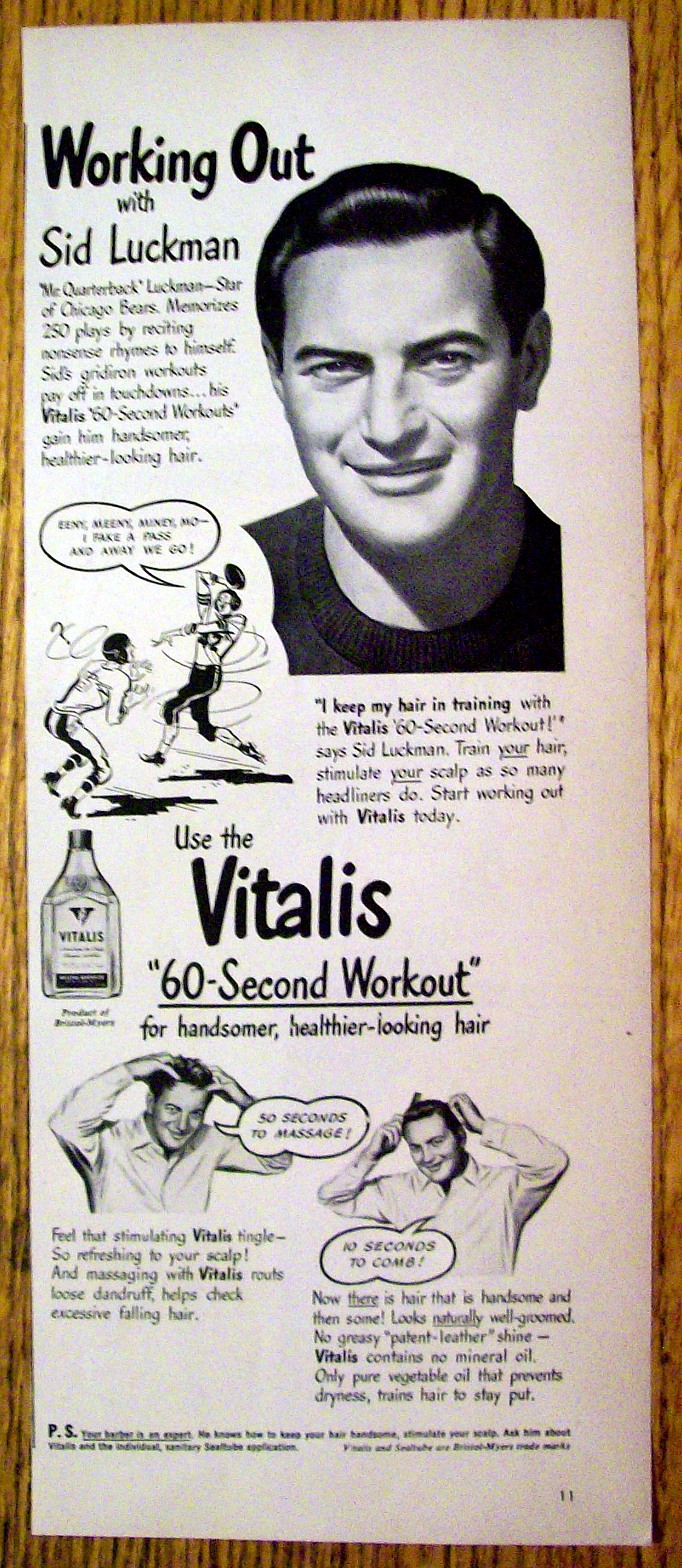 Vintage Ad: 1948 Vitalis with Sid Luckman