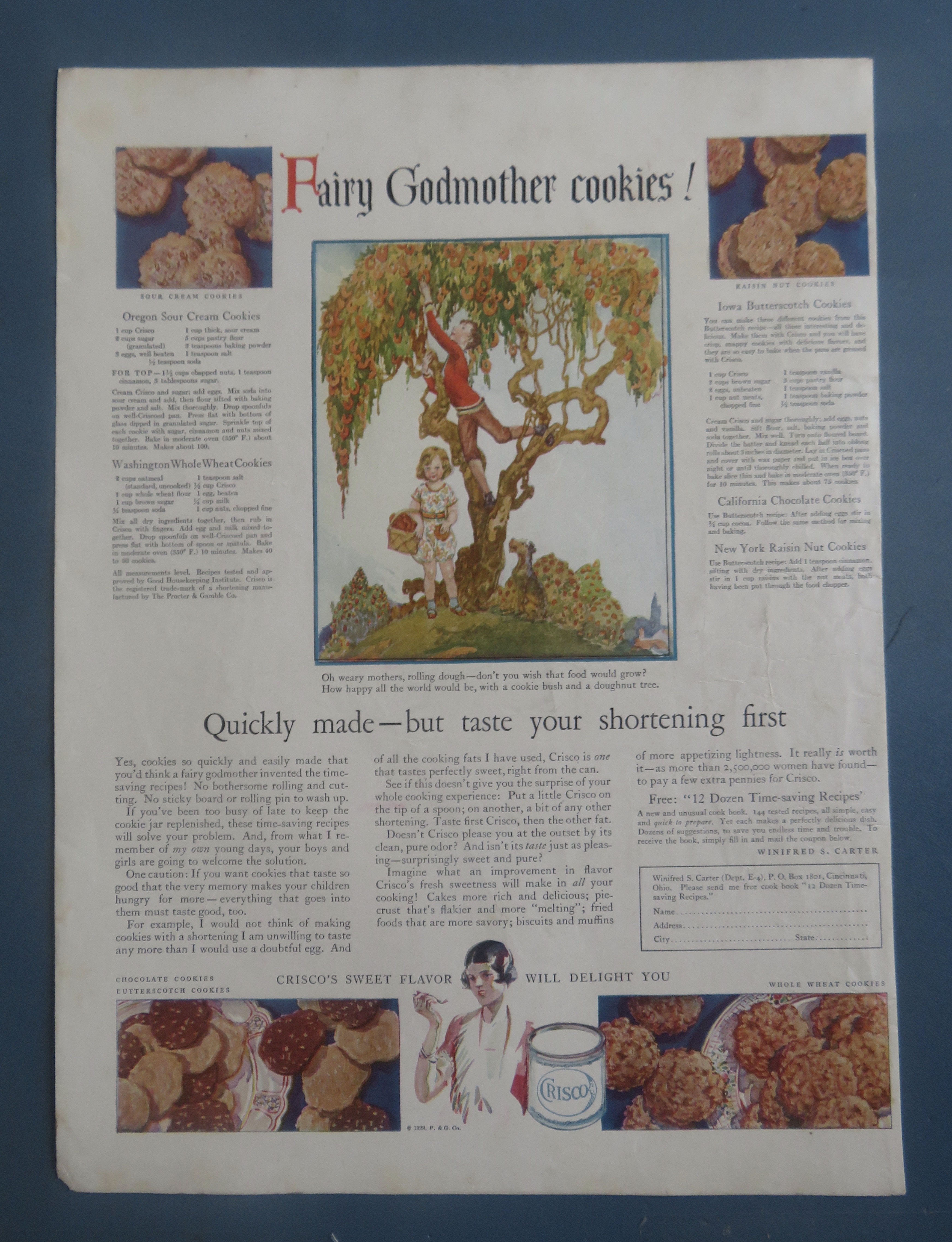 1928 Crisco Shortening with Fairy Godmother Cookies