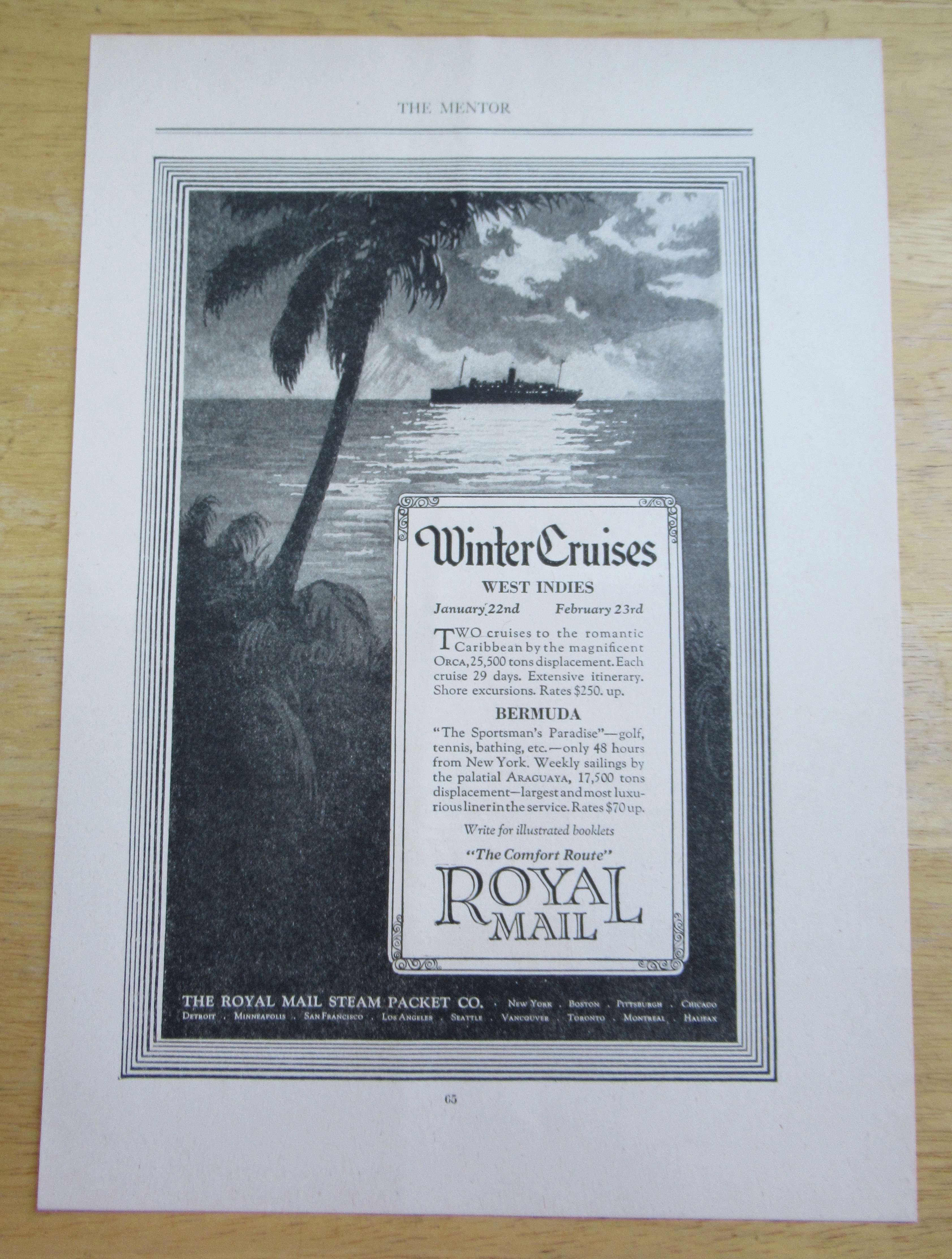 1924 Royal Mail Steam Packet with Winter Cruises