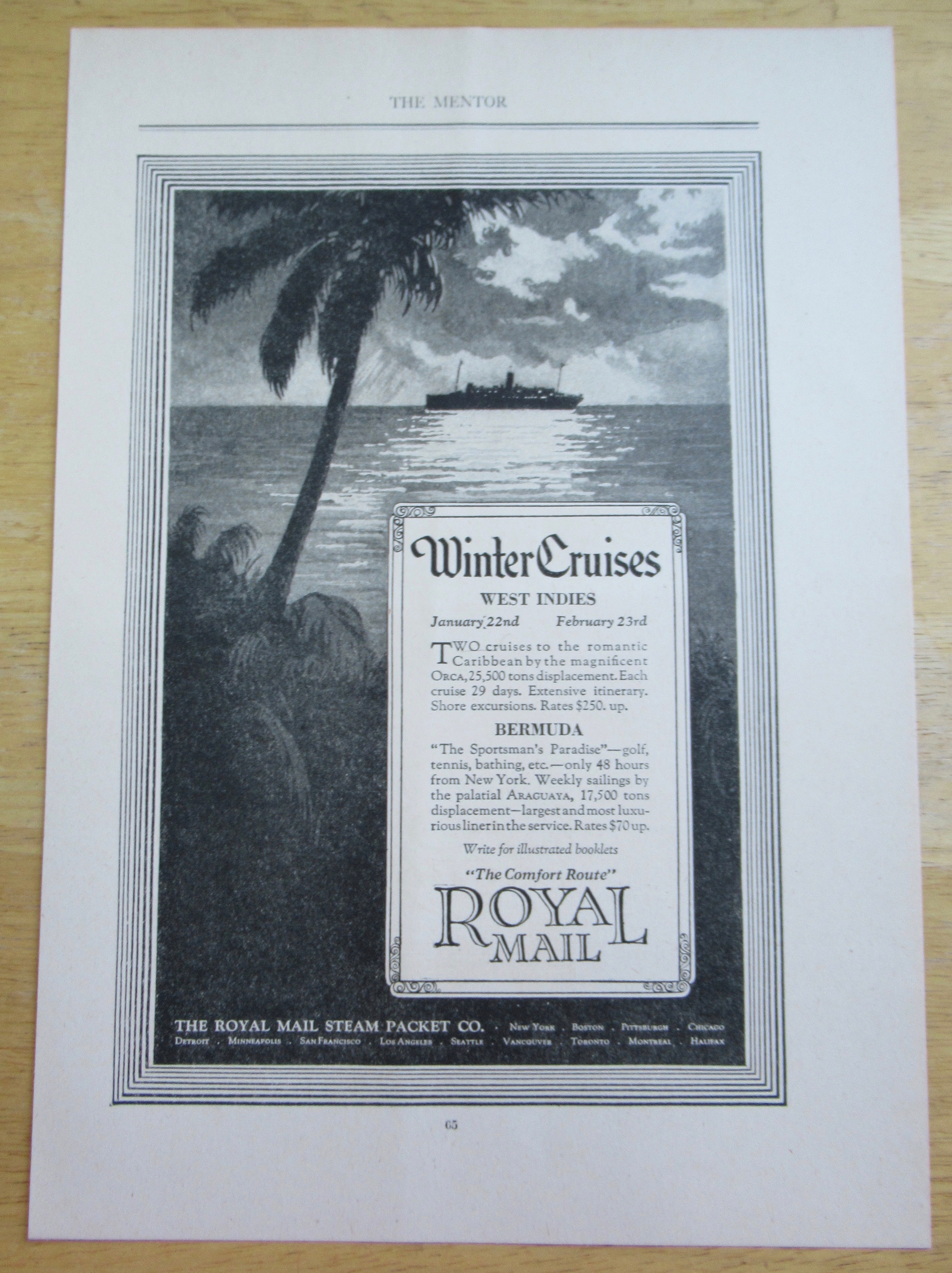 1924 Royal Mail Steam Packet with Winter Cruises