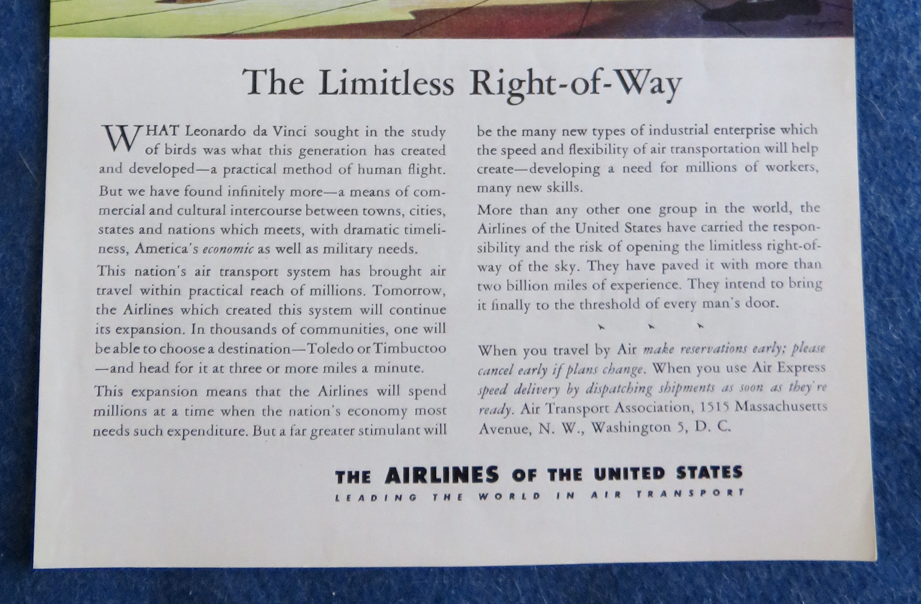 1944 Airlines Of The United States w/ Leonardo Da Vinci