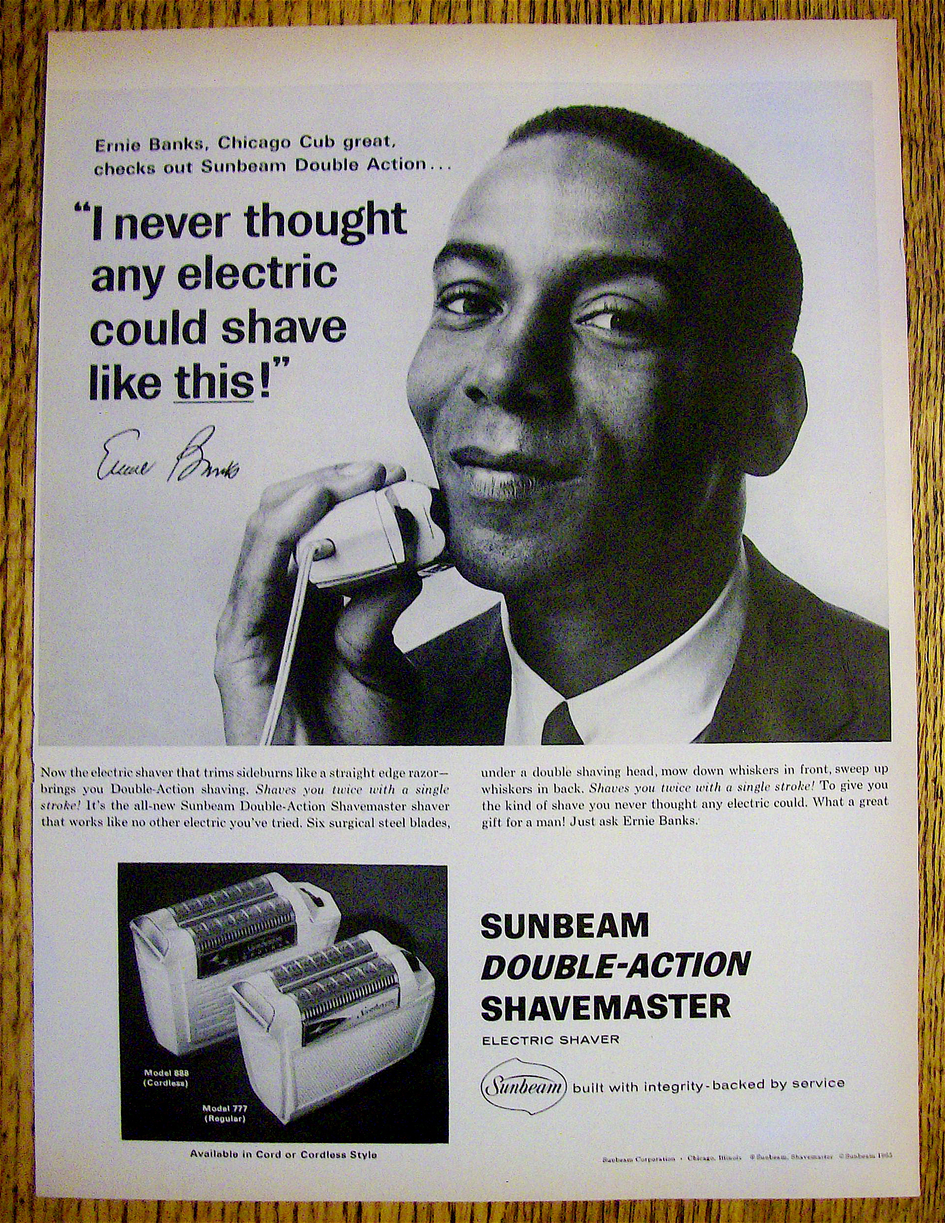 1965 Sunbeam Shavemaster with Baseball's Ernie Banks