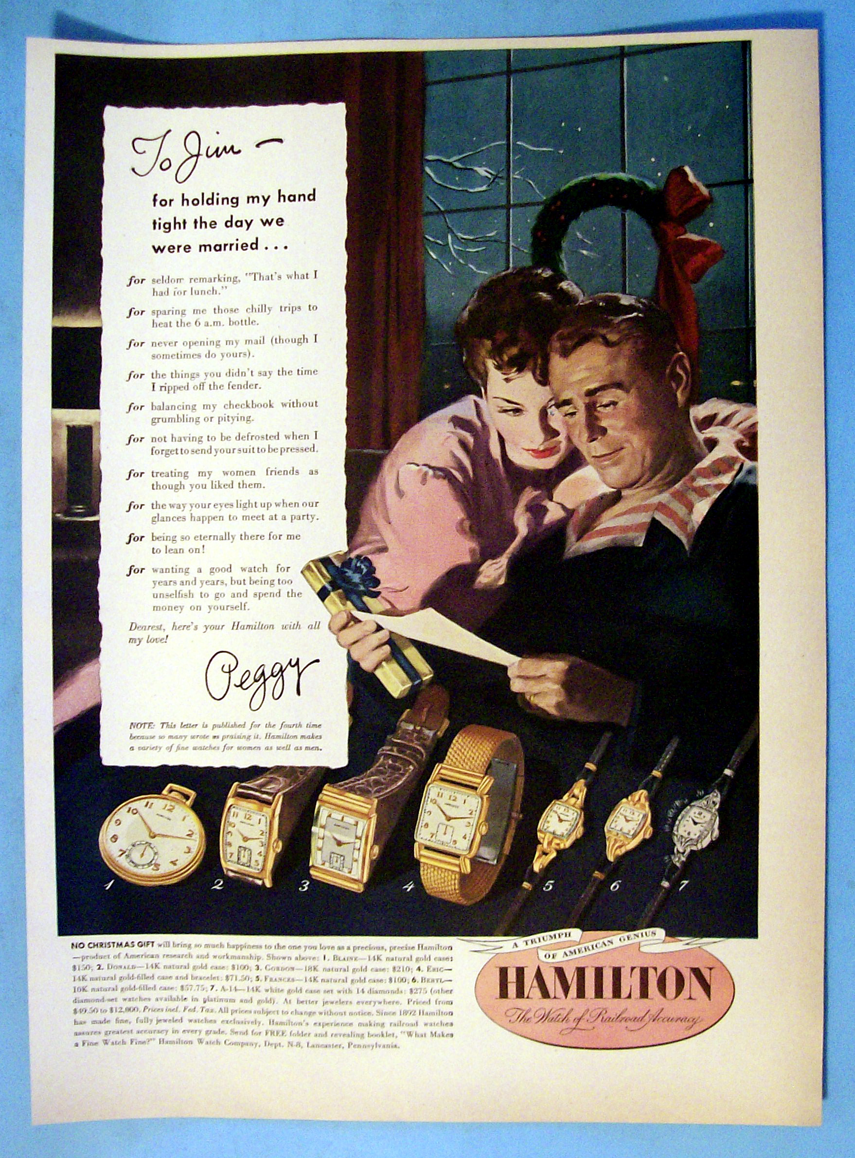 1949 Hamilton Watch with Woman Giving Man A Present
