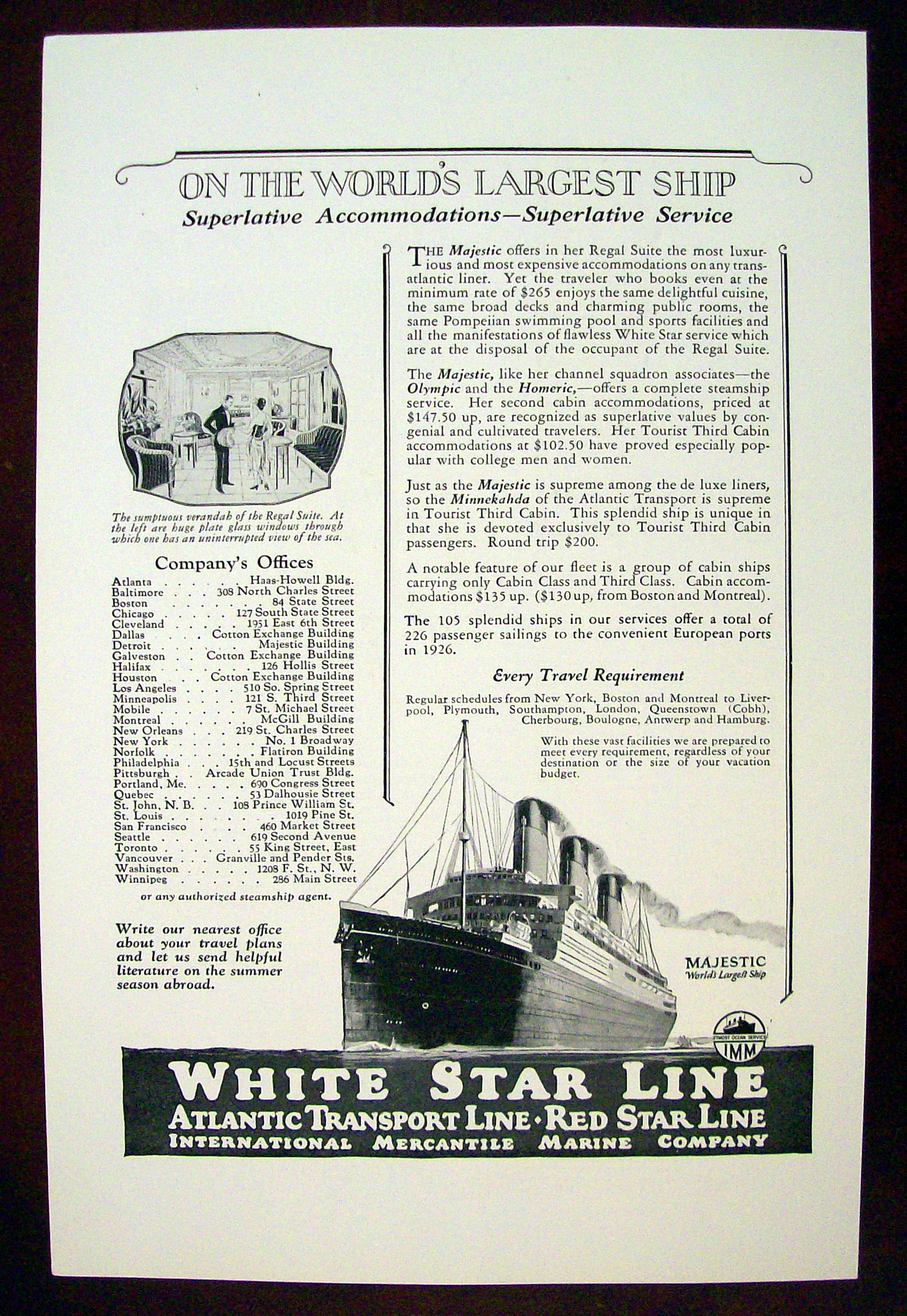 Vintage Ad: 1926 White Star Line