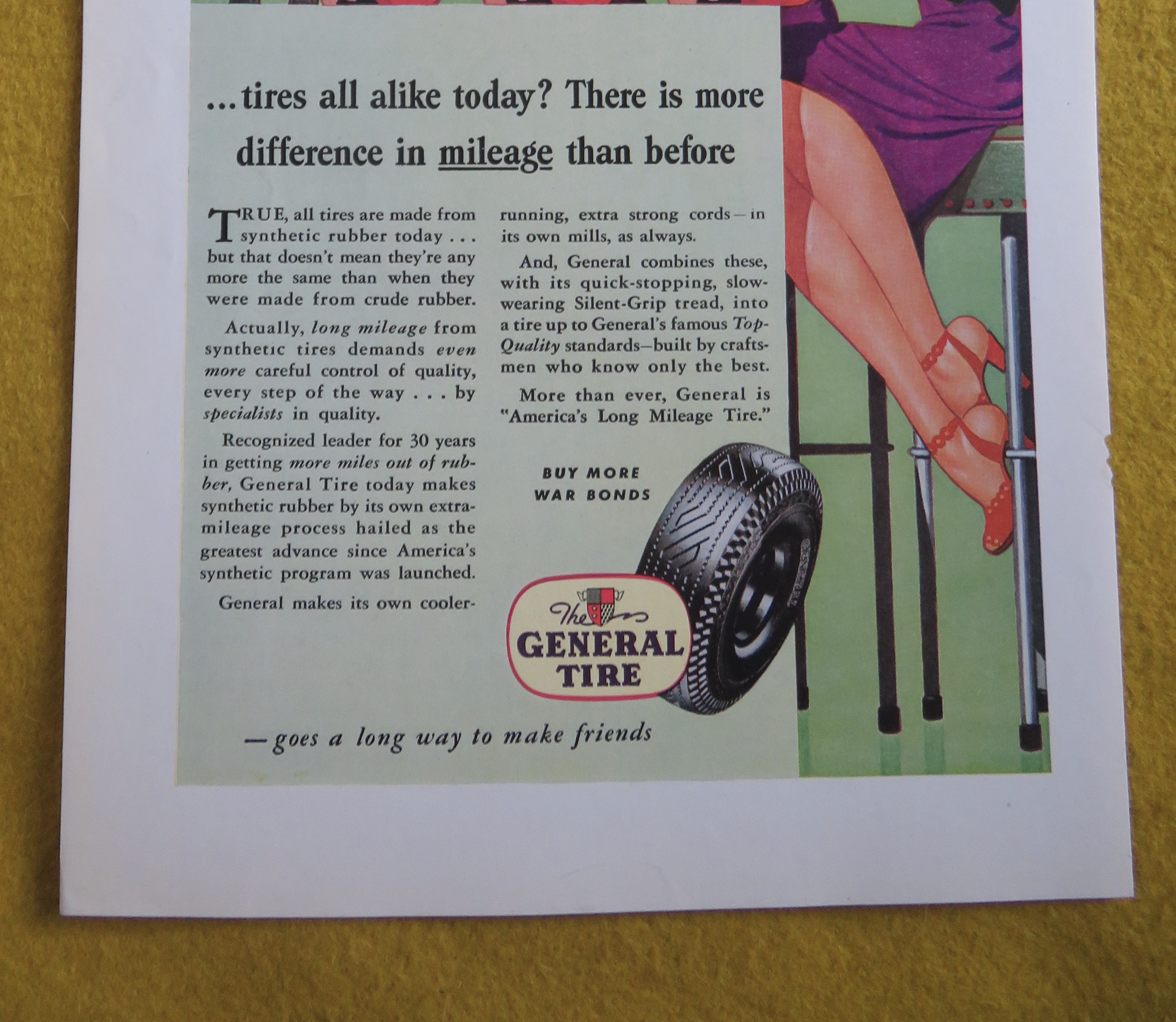 1945 General Tires with Three Women That Look Alike