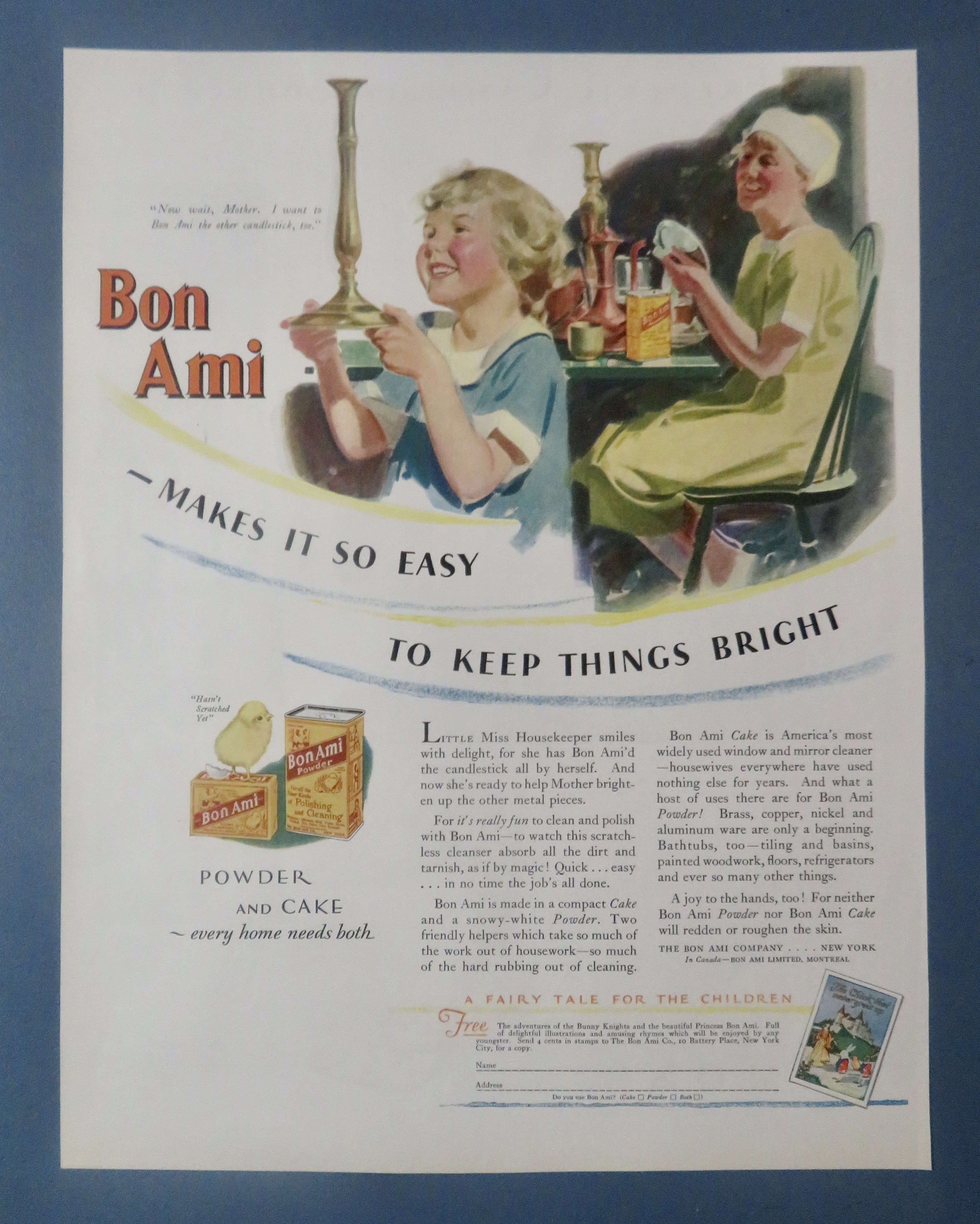1930's Bon Ami with Woman Polishing Candle Holders