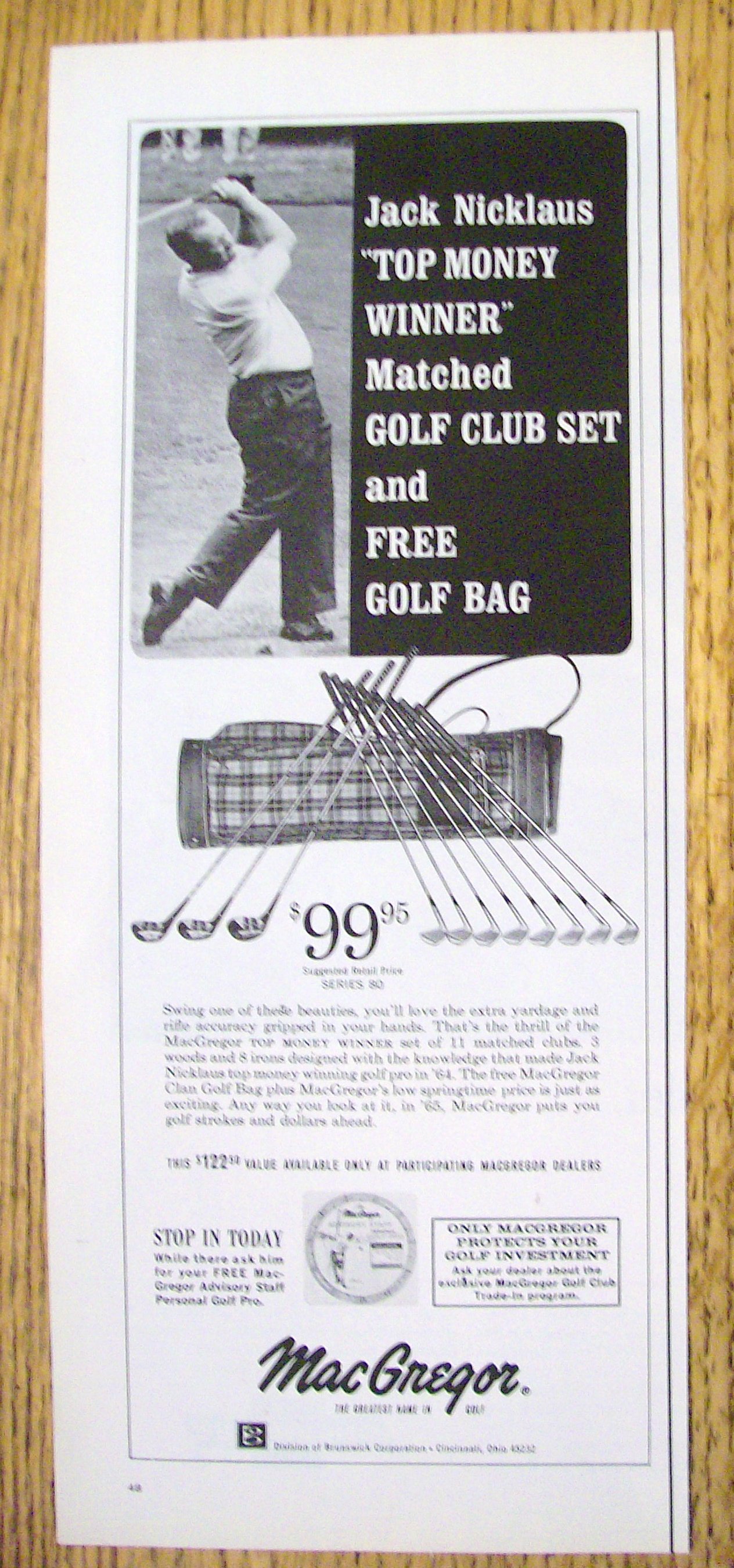 1965 MacGregor Clothing with Golf's Jack Nicklaus