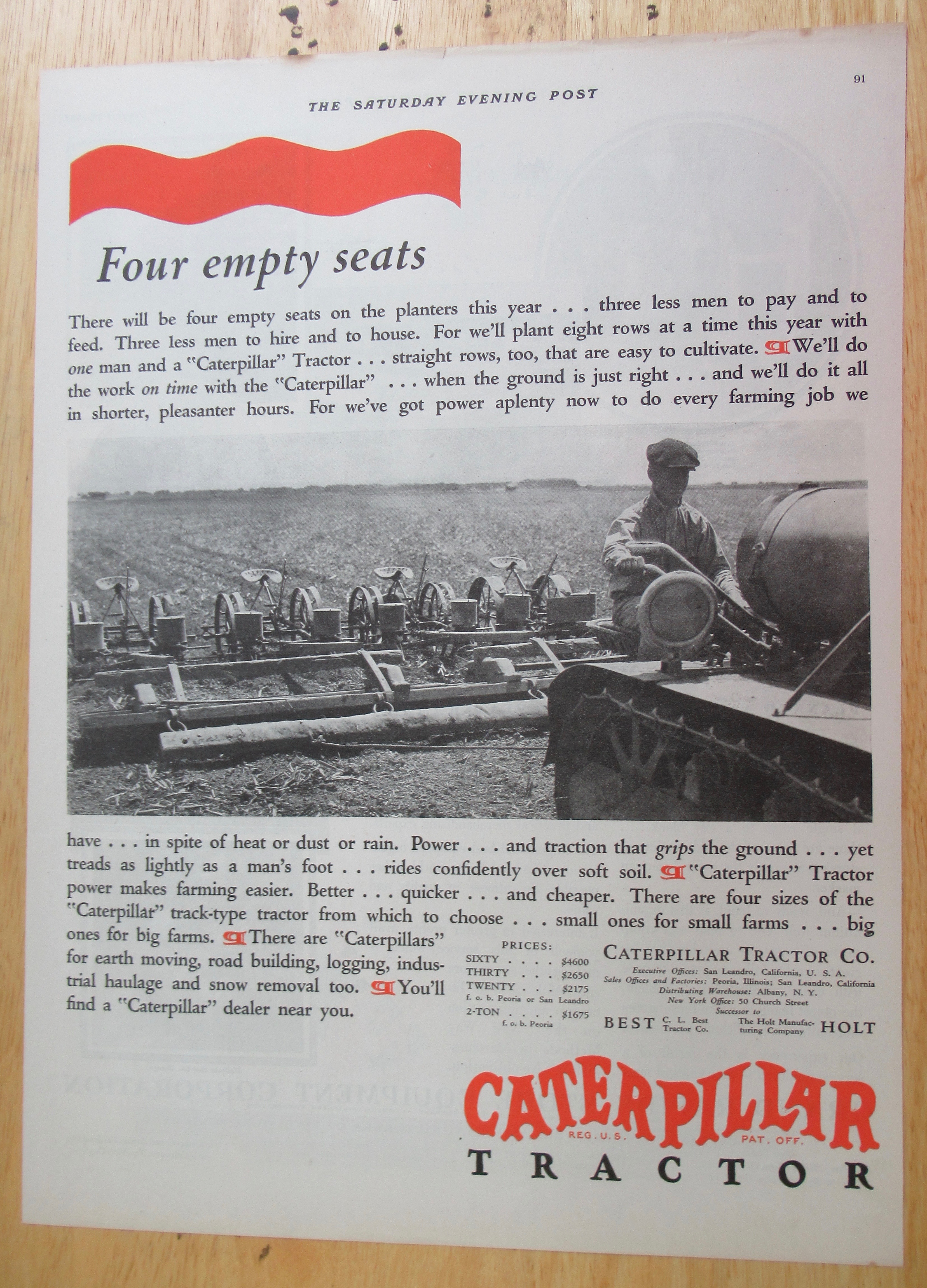 1928 Caterpillar Tractor with Man Working in Field