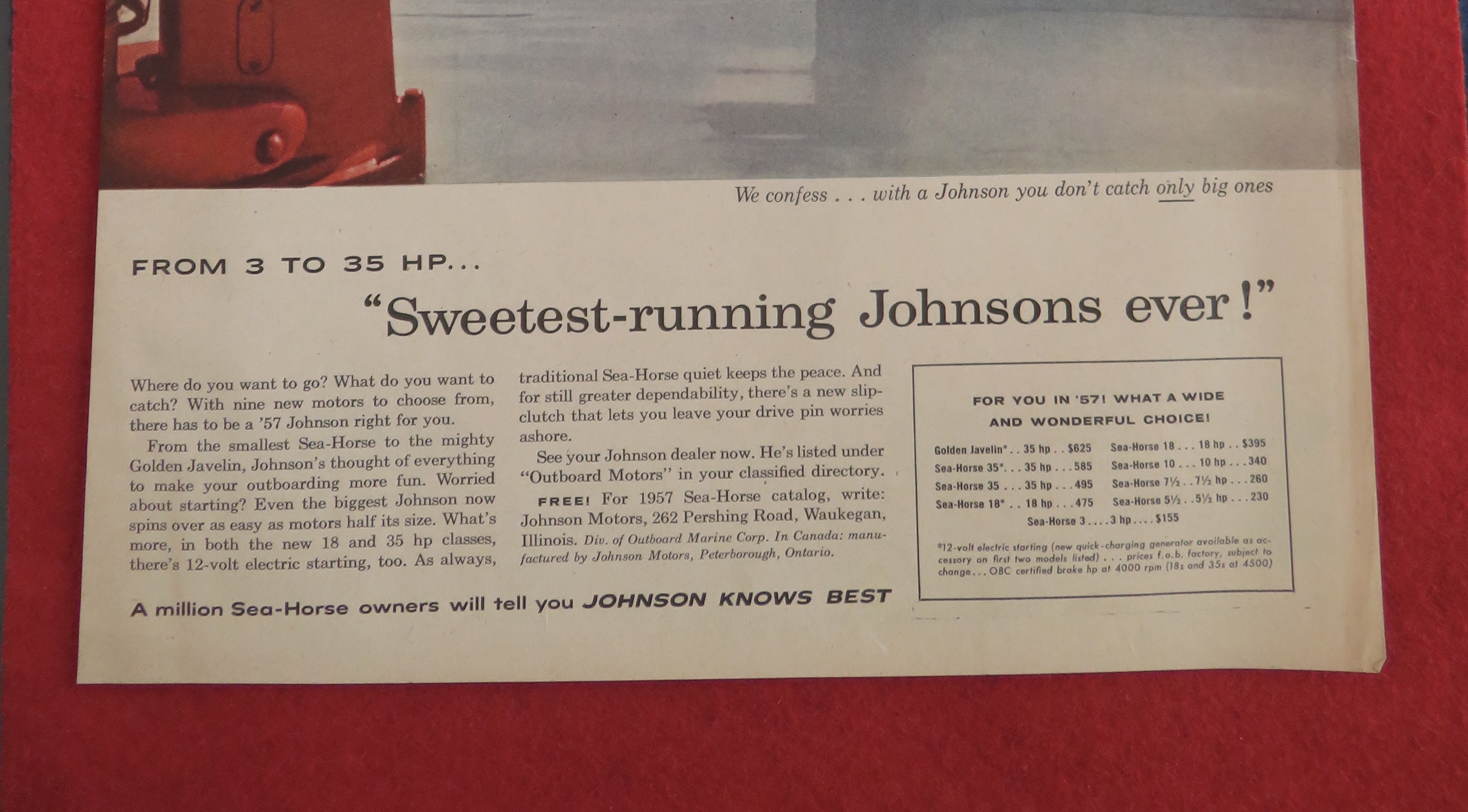 1957 Johnson Outboard Motors with Boy Fishing