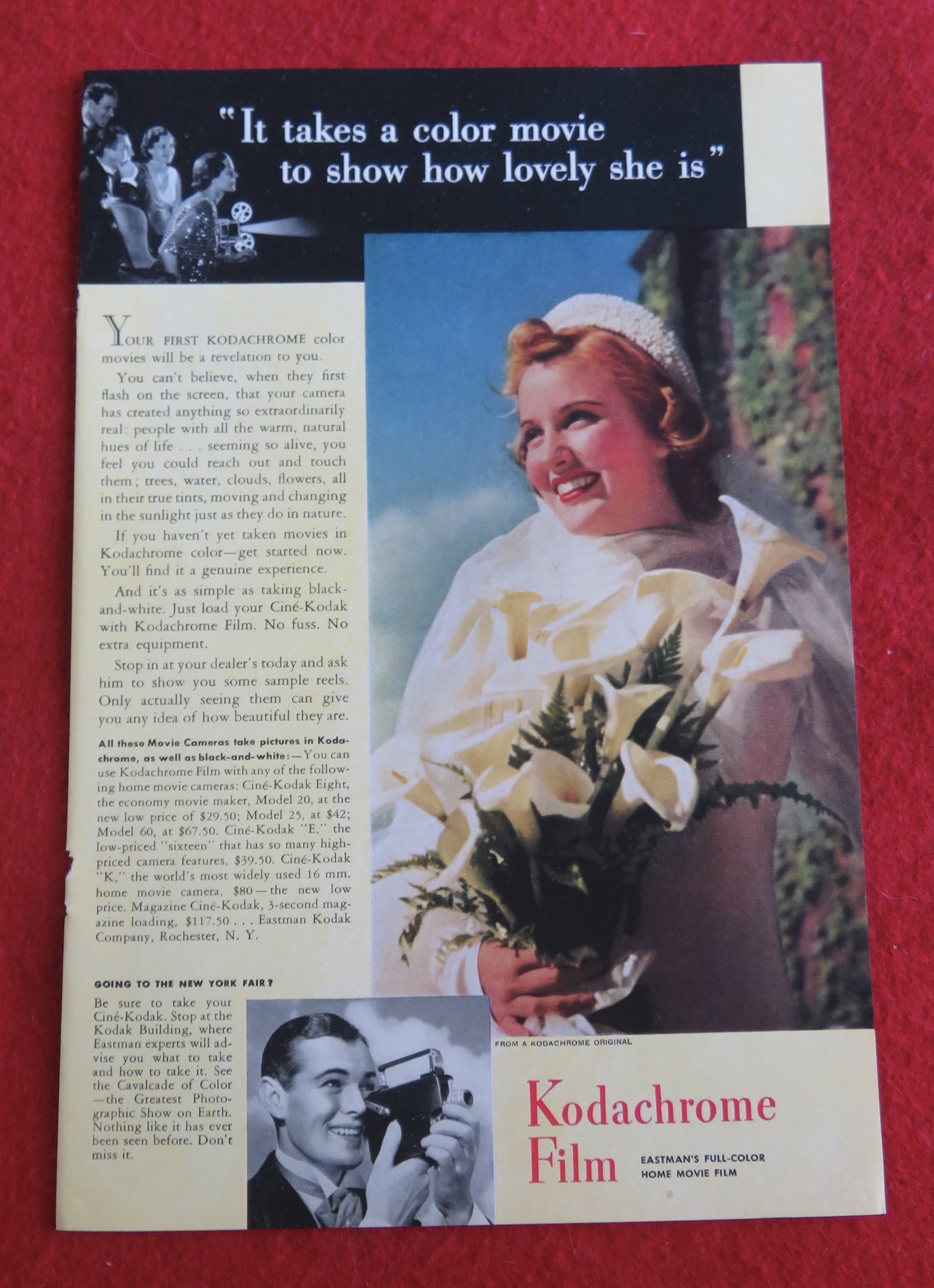 1939 Kodak Kodachrome Film with Lovely Bride