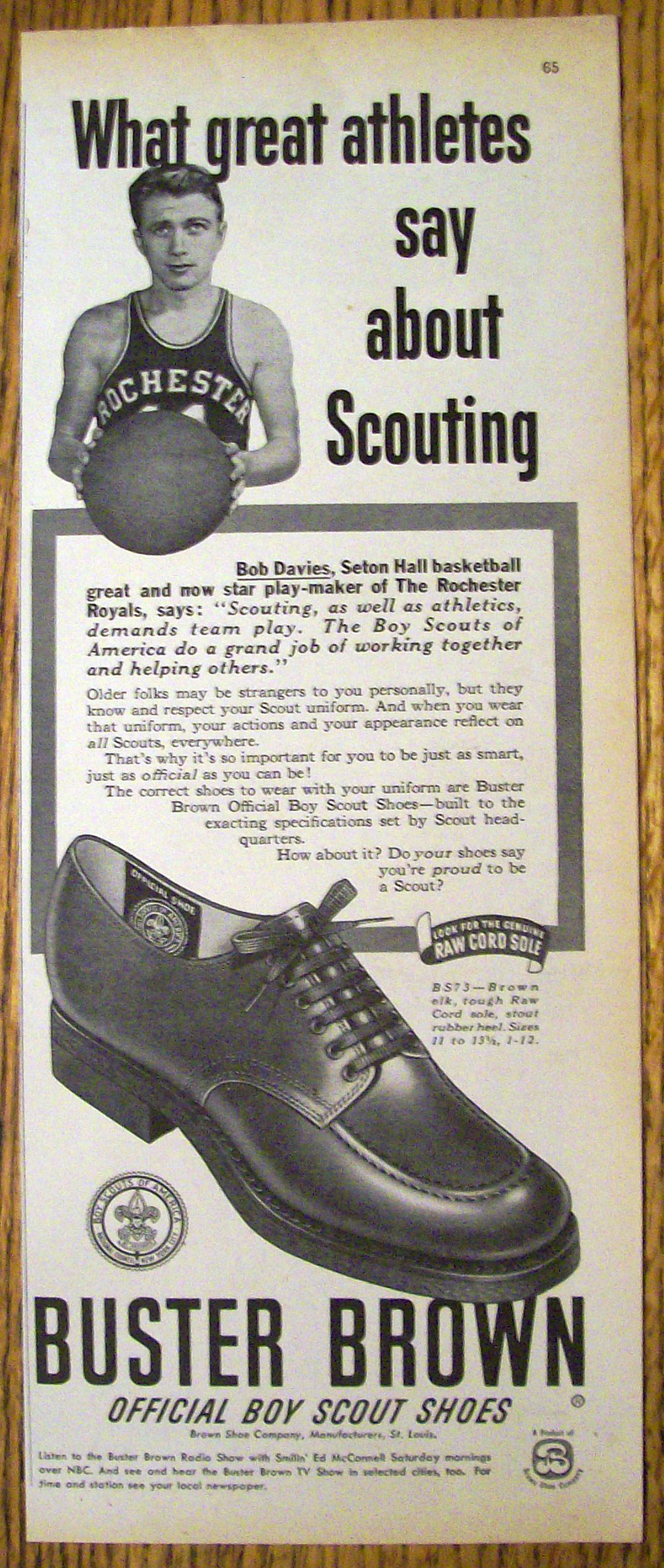 Vintage Ad: 1950 Buster Brown Shoes w/Bob Davies