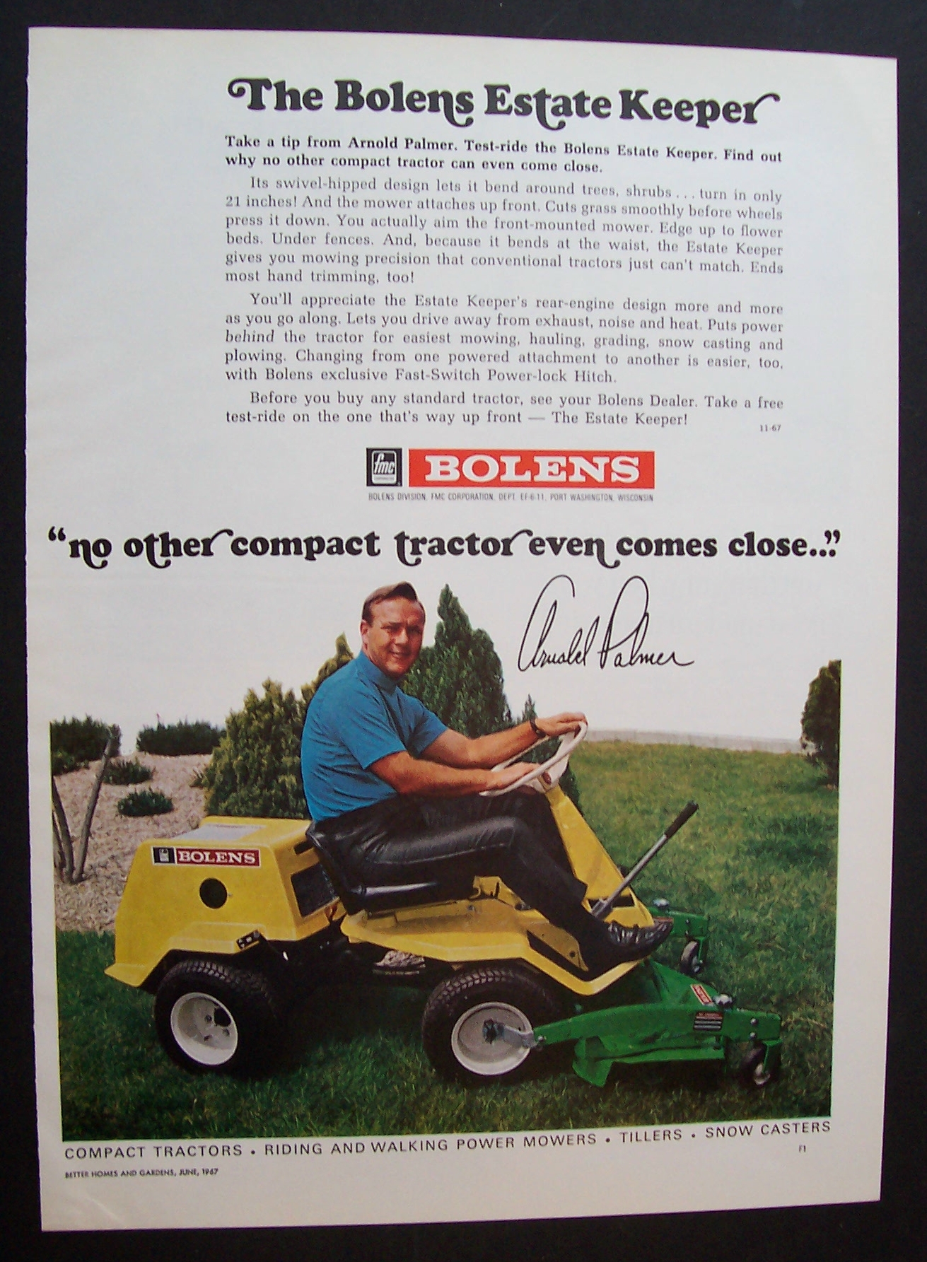 1967 Bolens Estate Keeper Mower with Arnold Palmer