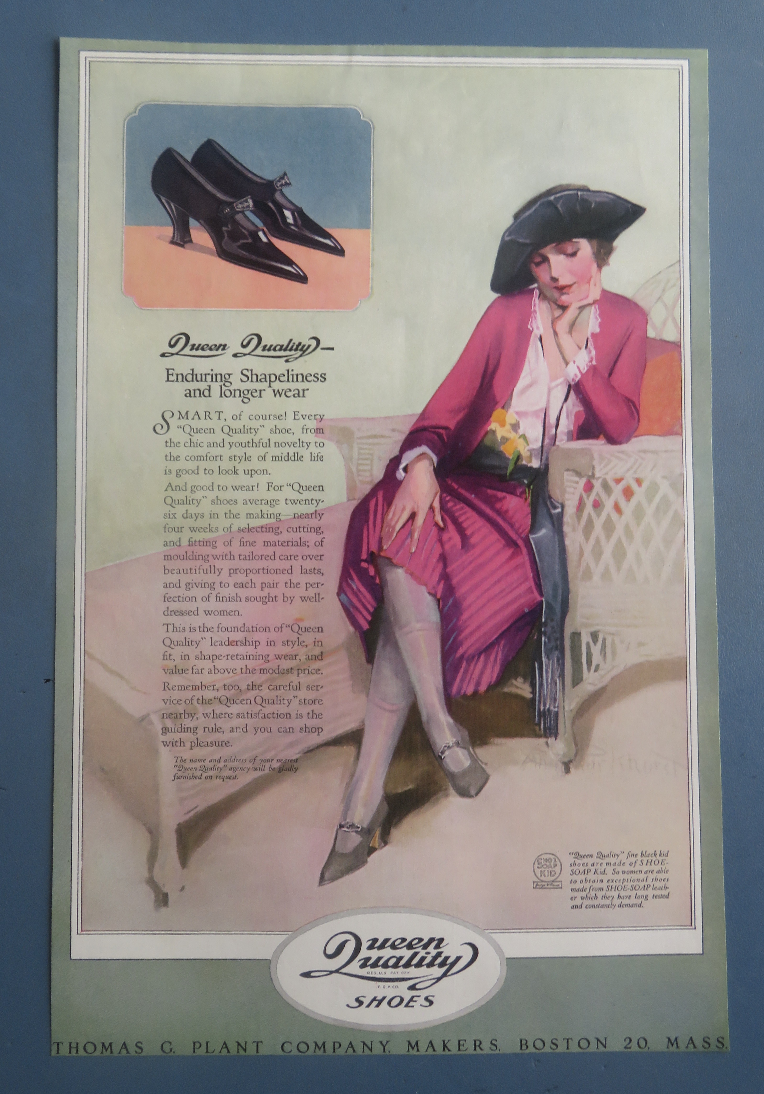 1921 Queen Quality Shoes with Woman Sitting In A Chair